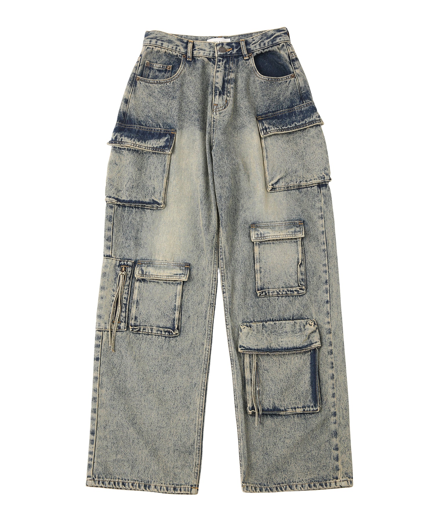 Multi pocket denim cargo pants