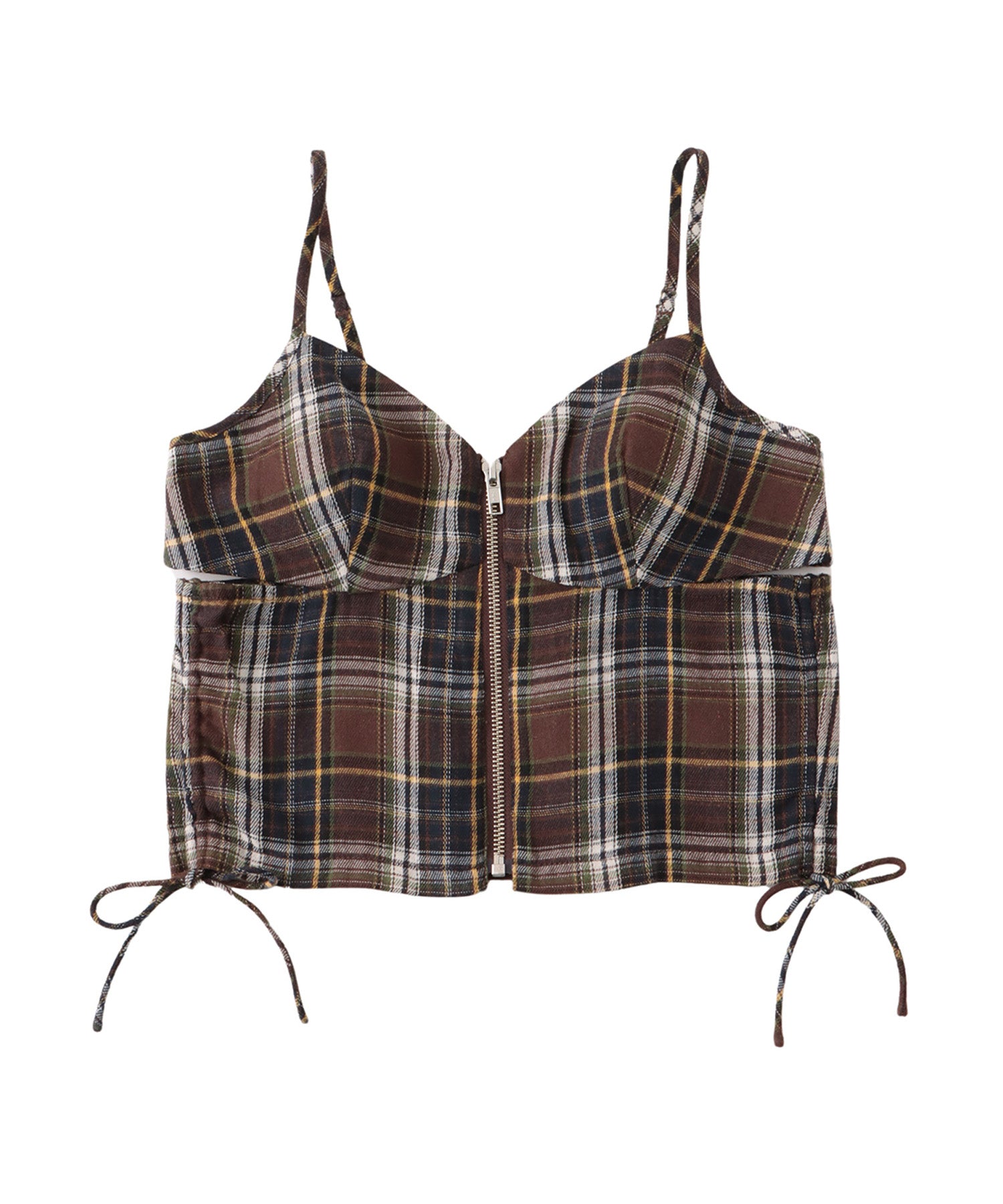 Front zip check camisole