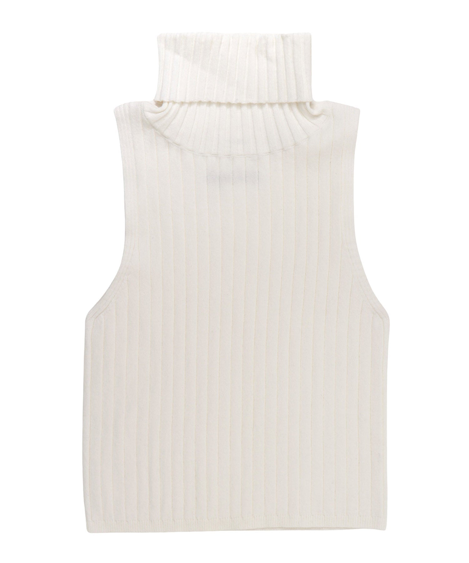 High neck rib knit tank