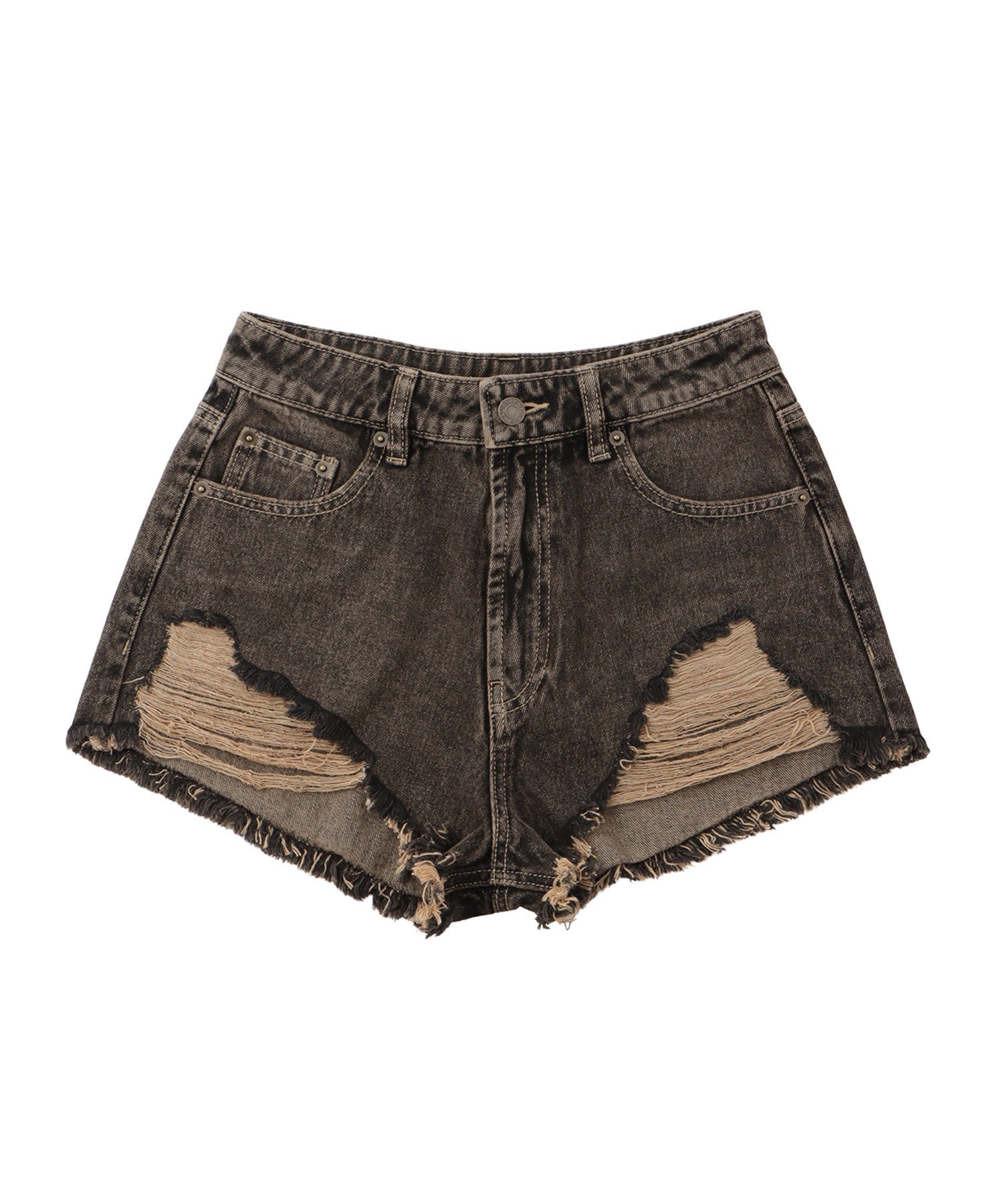 Damage denim short pants