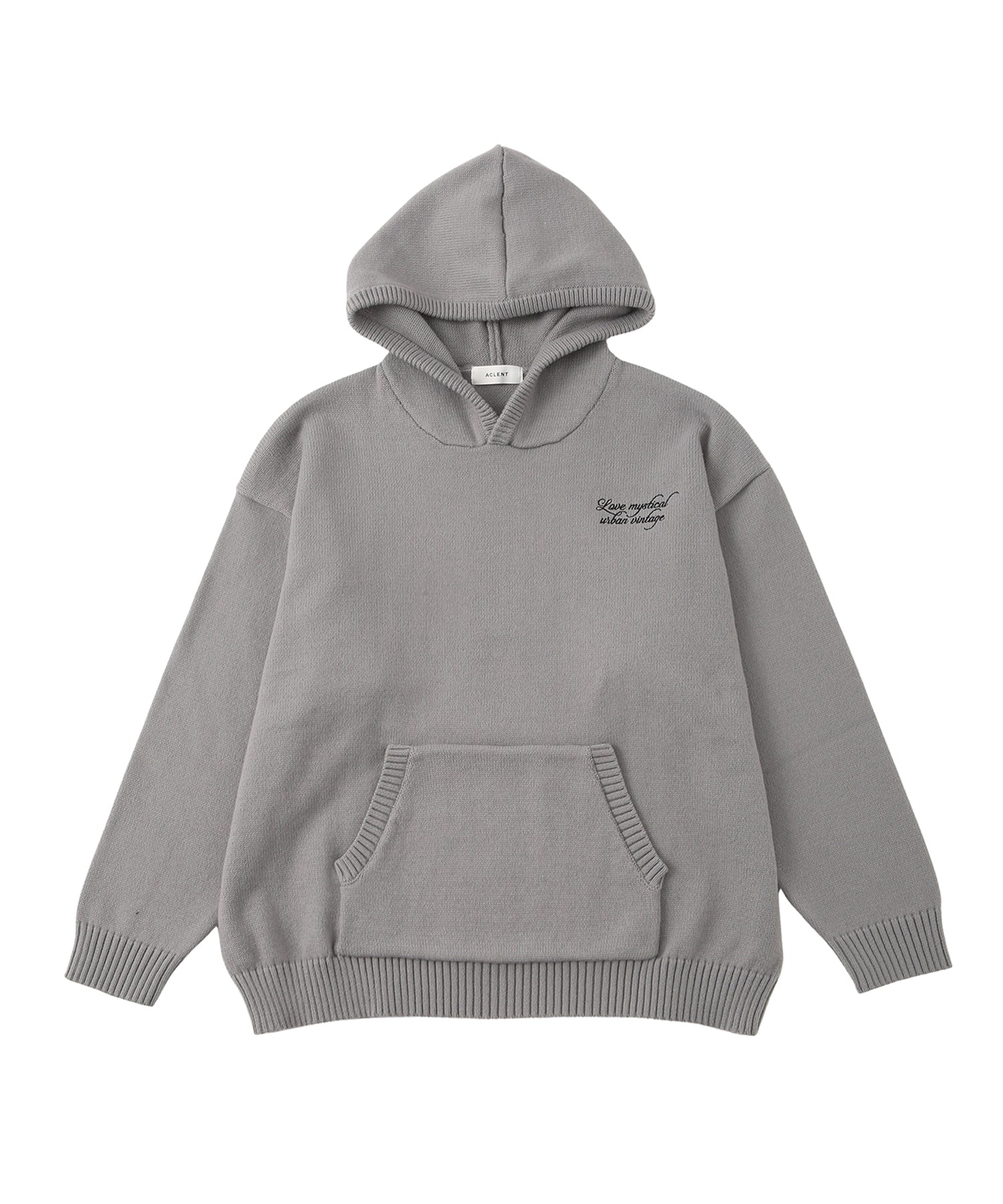 Embroidery over knit hoodie