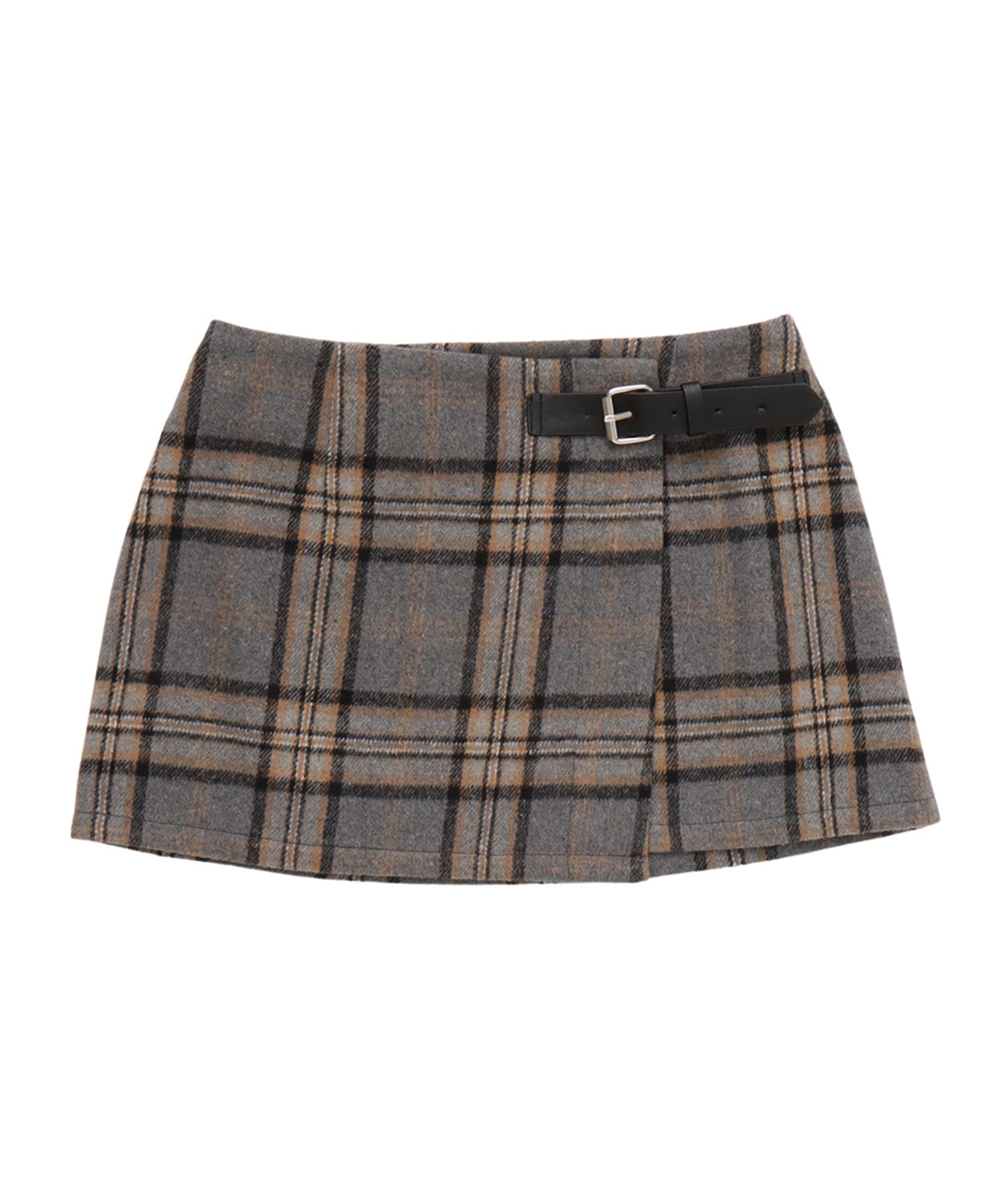 Check wrap mini skirt