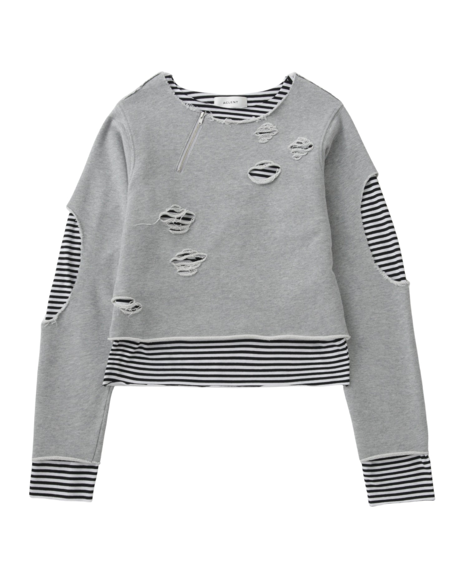 レイヤードダメージボーダートップス