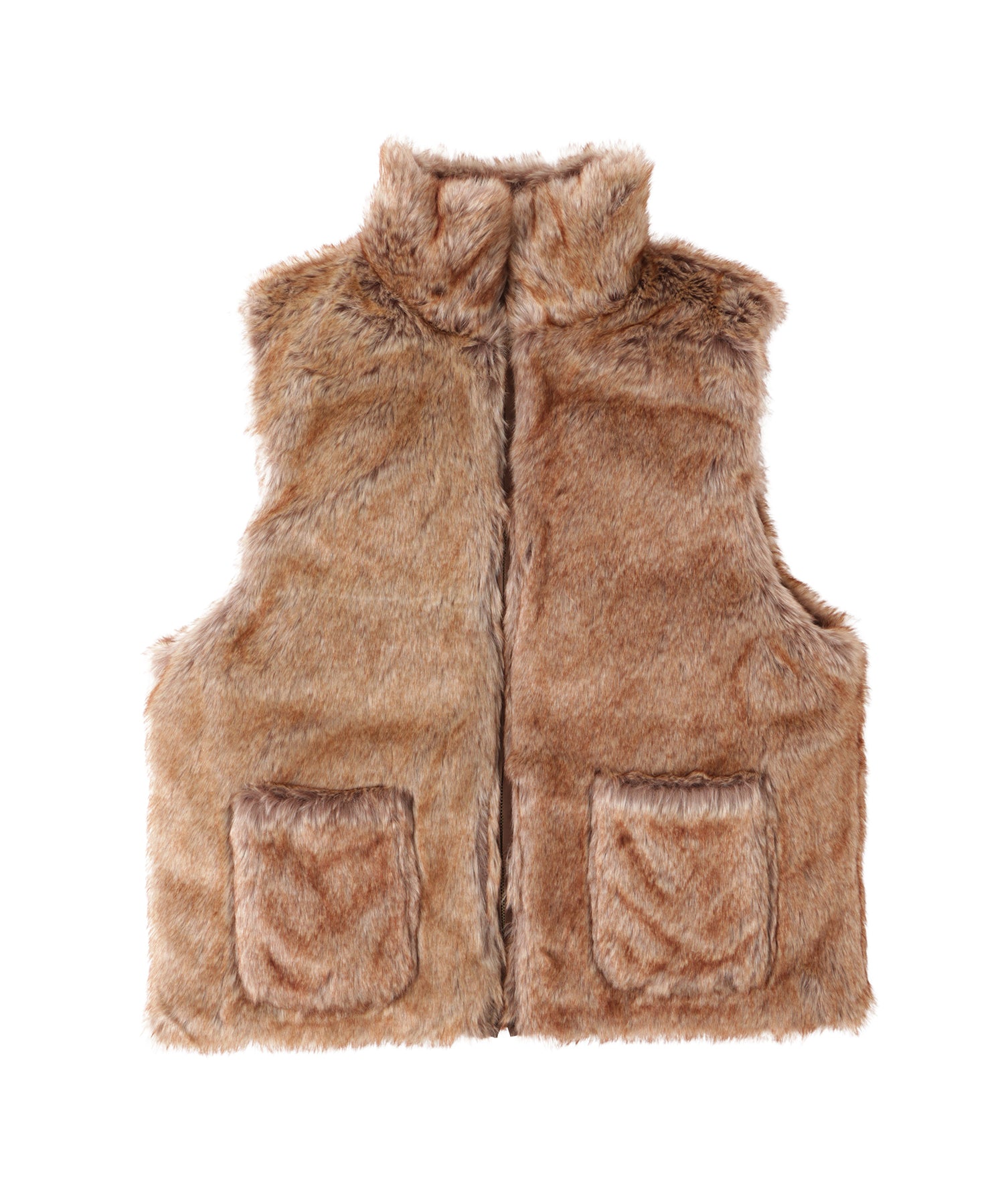 2way stand collar fur vest