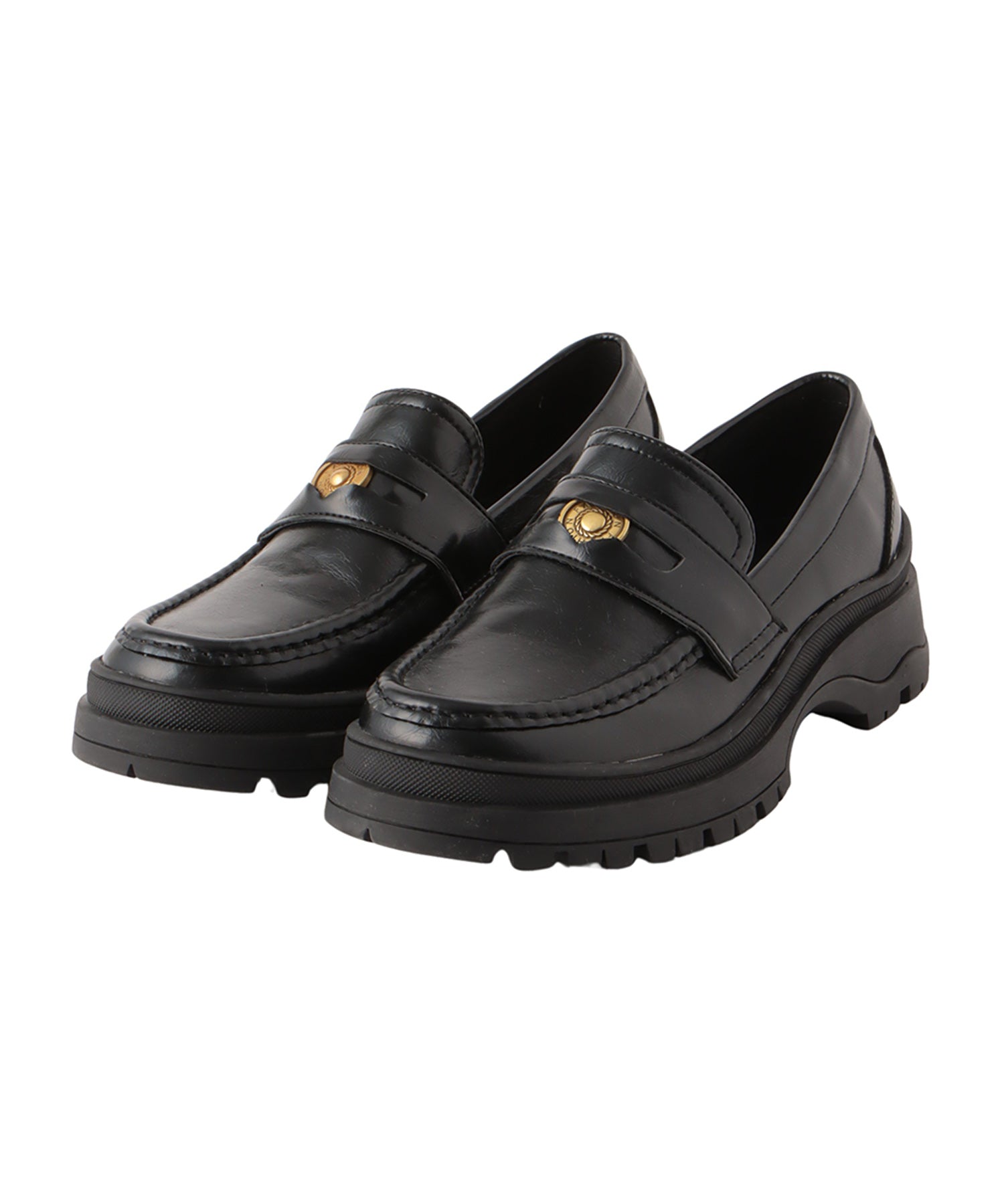 Tank sole coin loafers