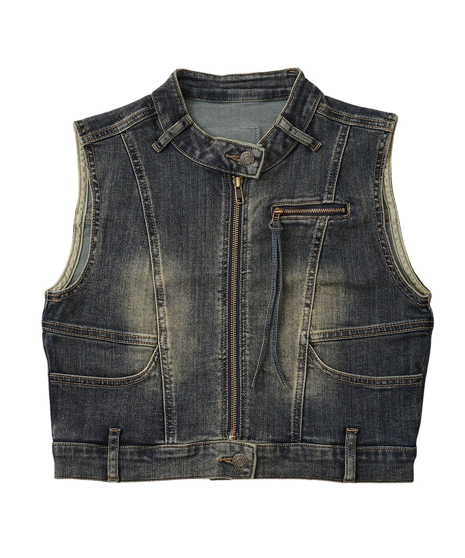 Switching compact denim vest