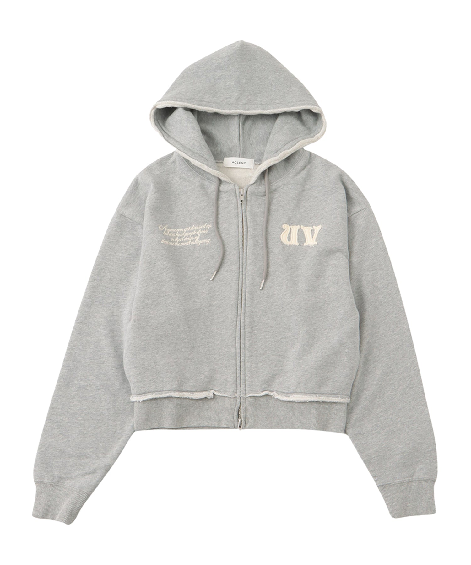 Cut off logo zip hoodie