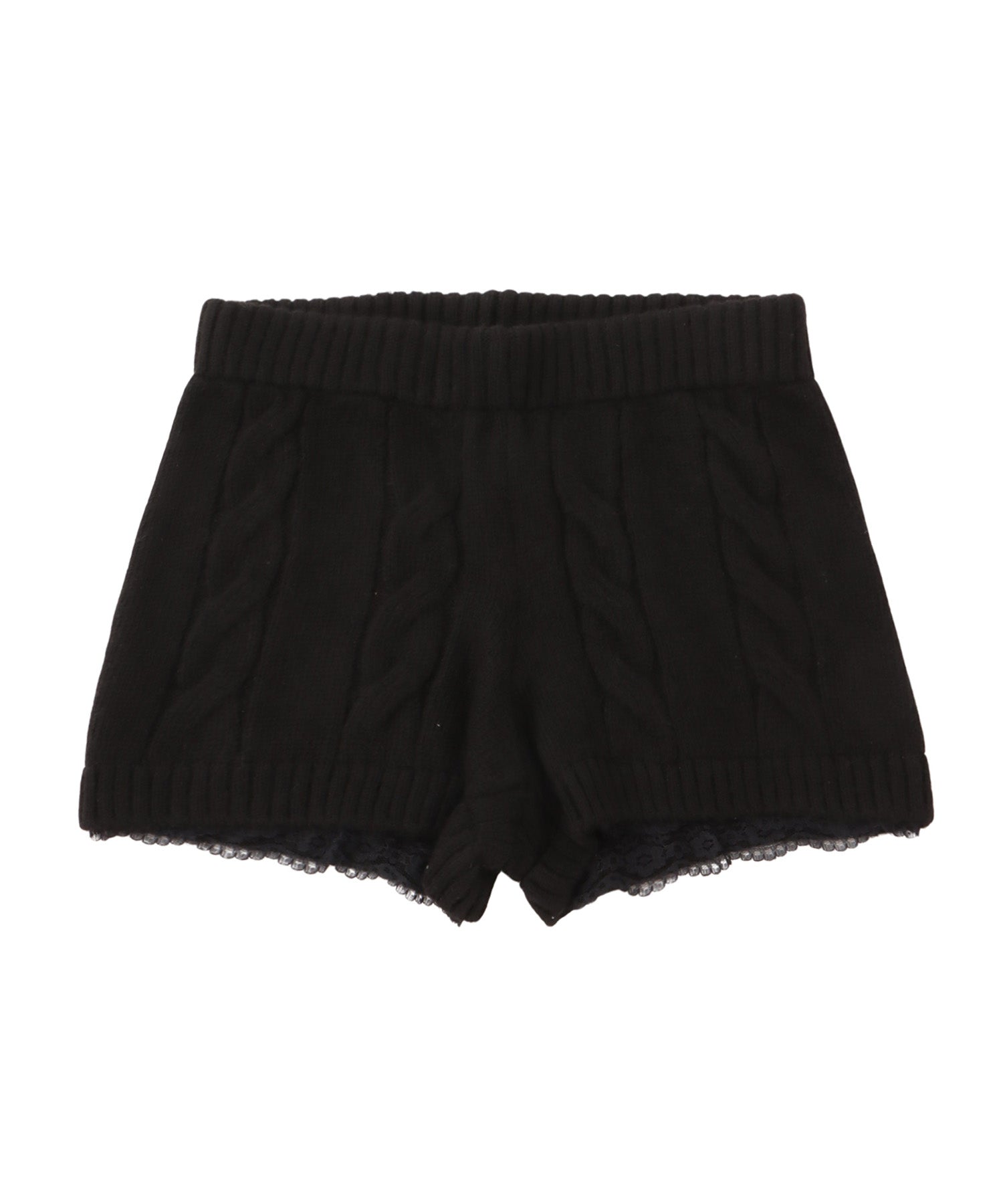 Lace layered cable knit short pants