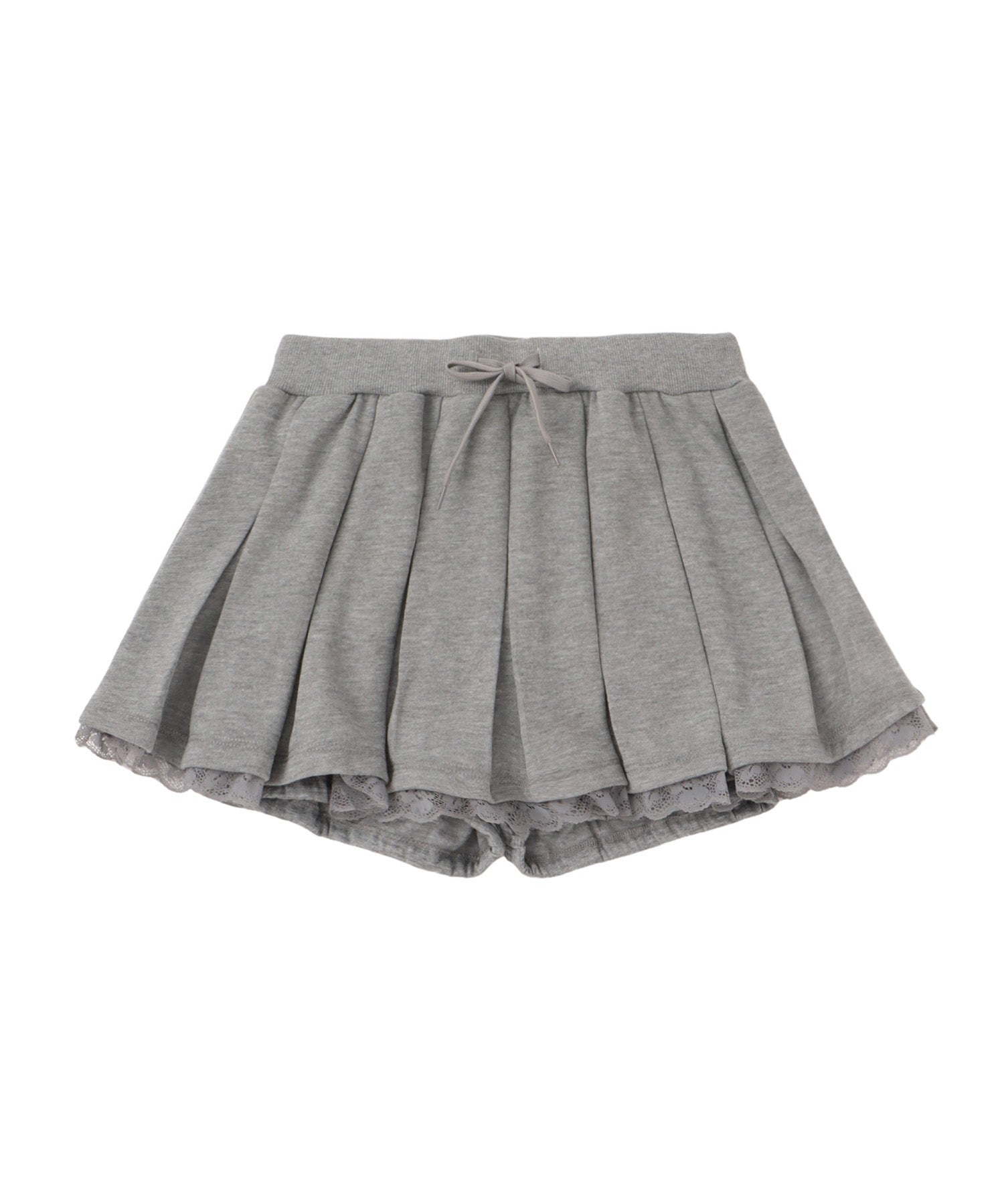 Lace layered sweat pleats skirt