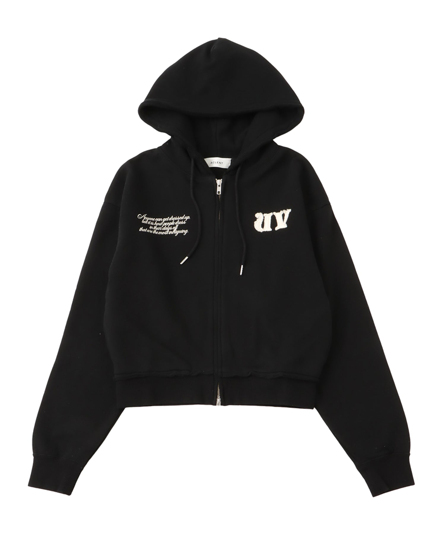 Cut off logo zip hoodie