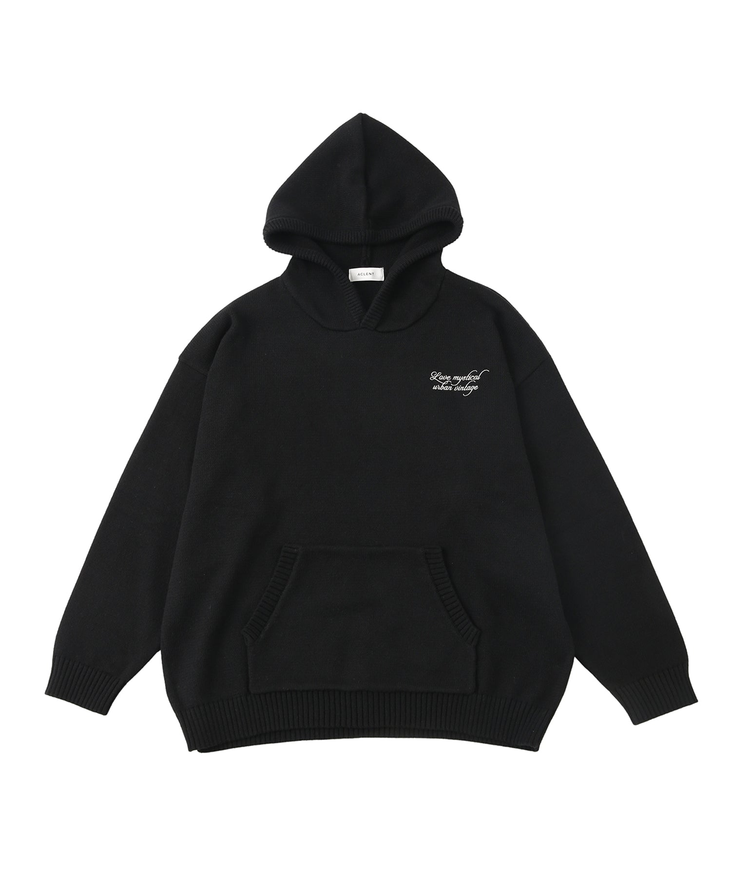 Embroidery over knit hoodie