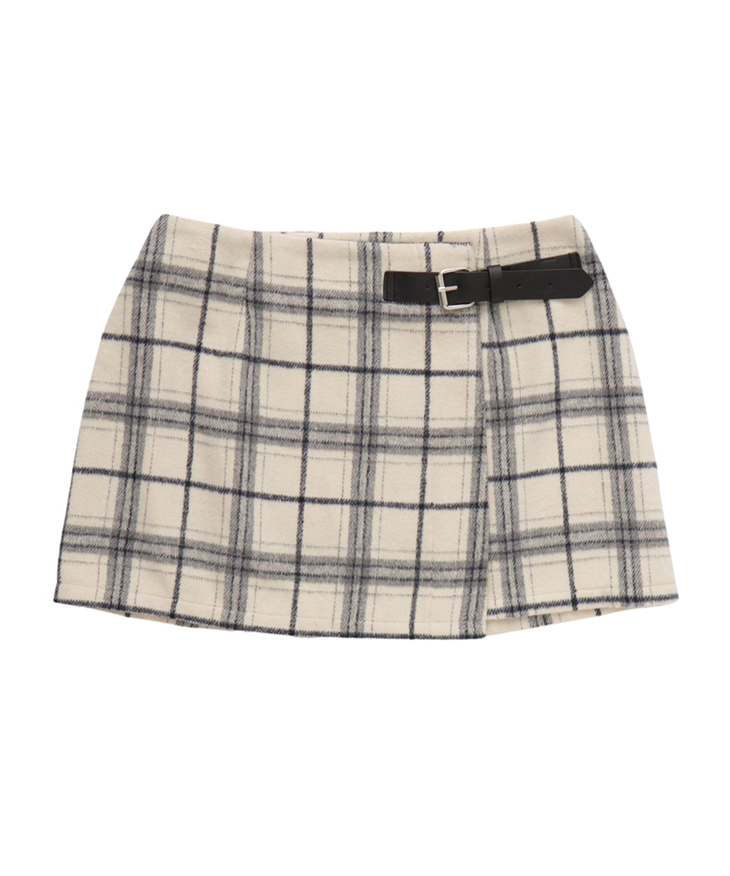 Check wrap mini skirt