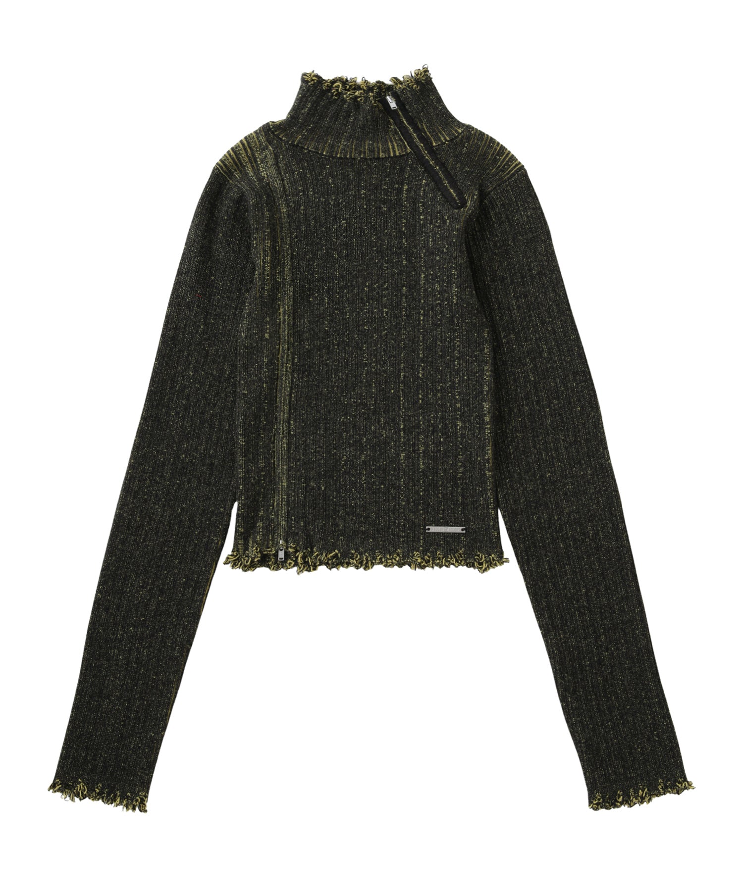 ランダムリブタートルニットトップス