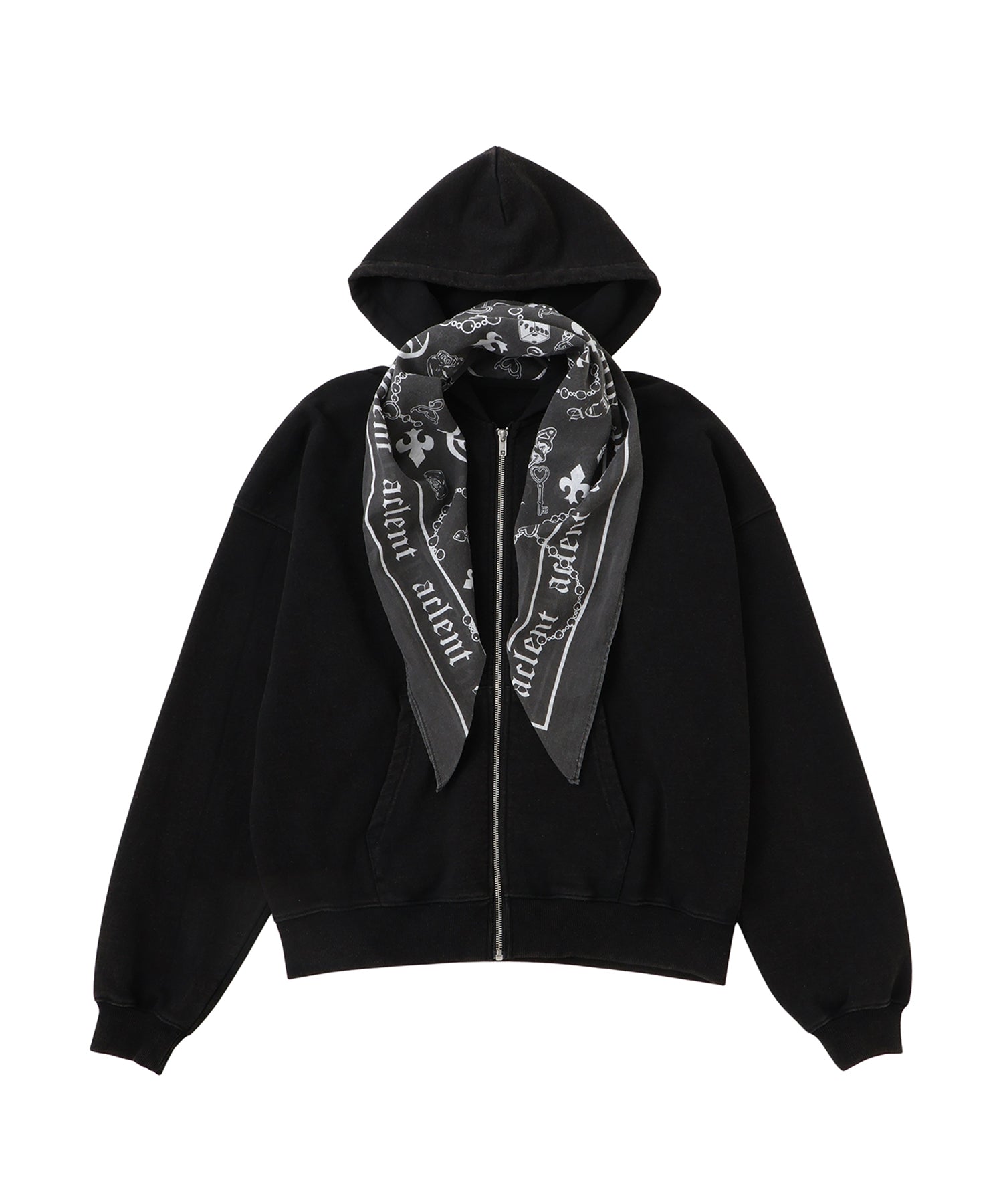 Oversized Scarf Zip Hoodie