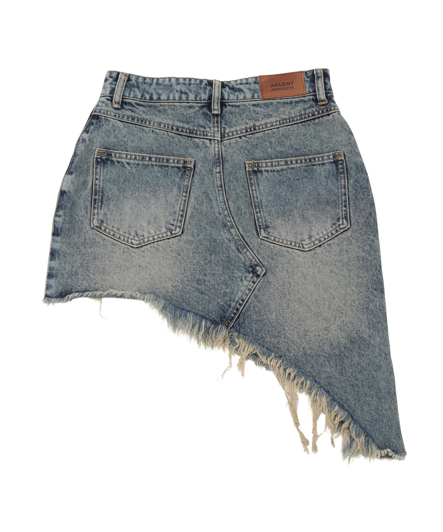 Asymmetry damage denim skirt