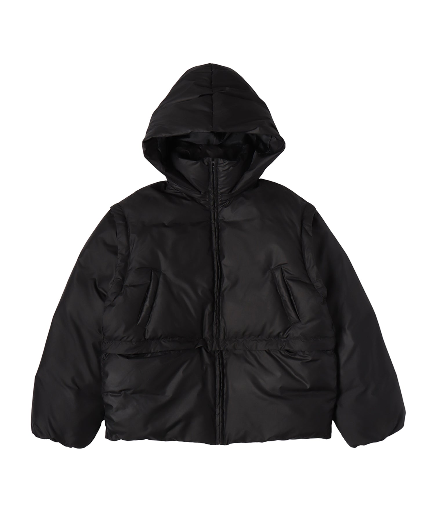 Multi way hooded down jacket