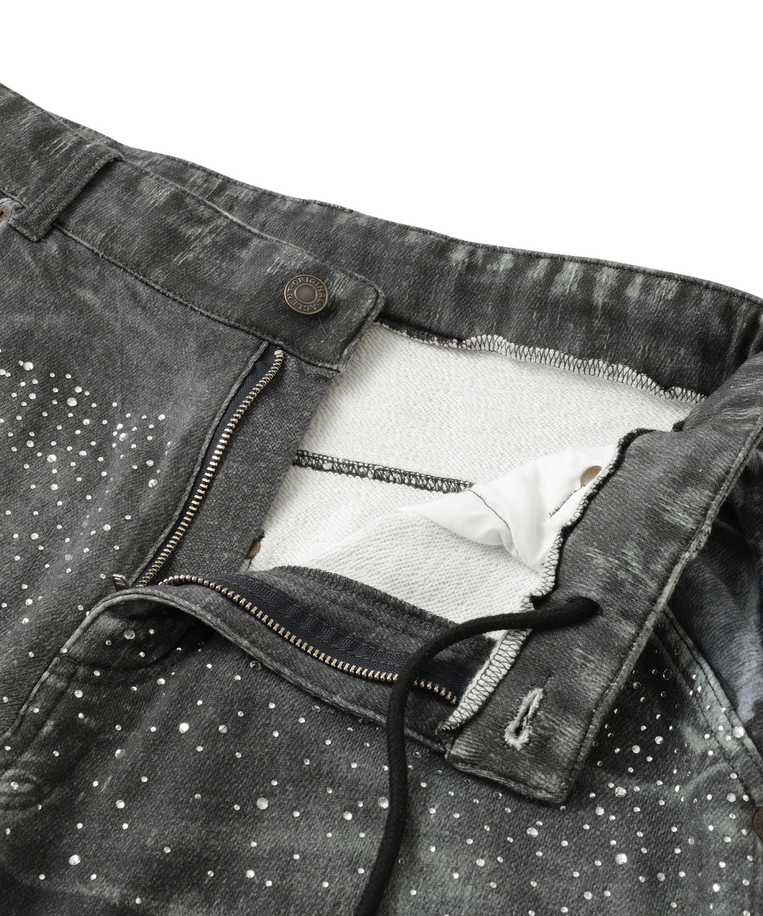 Printed Sweatpants – Double Knee Denim Rhinestone