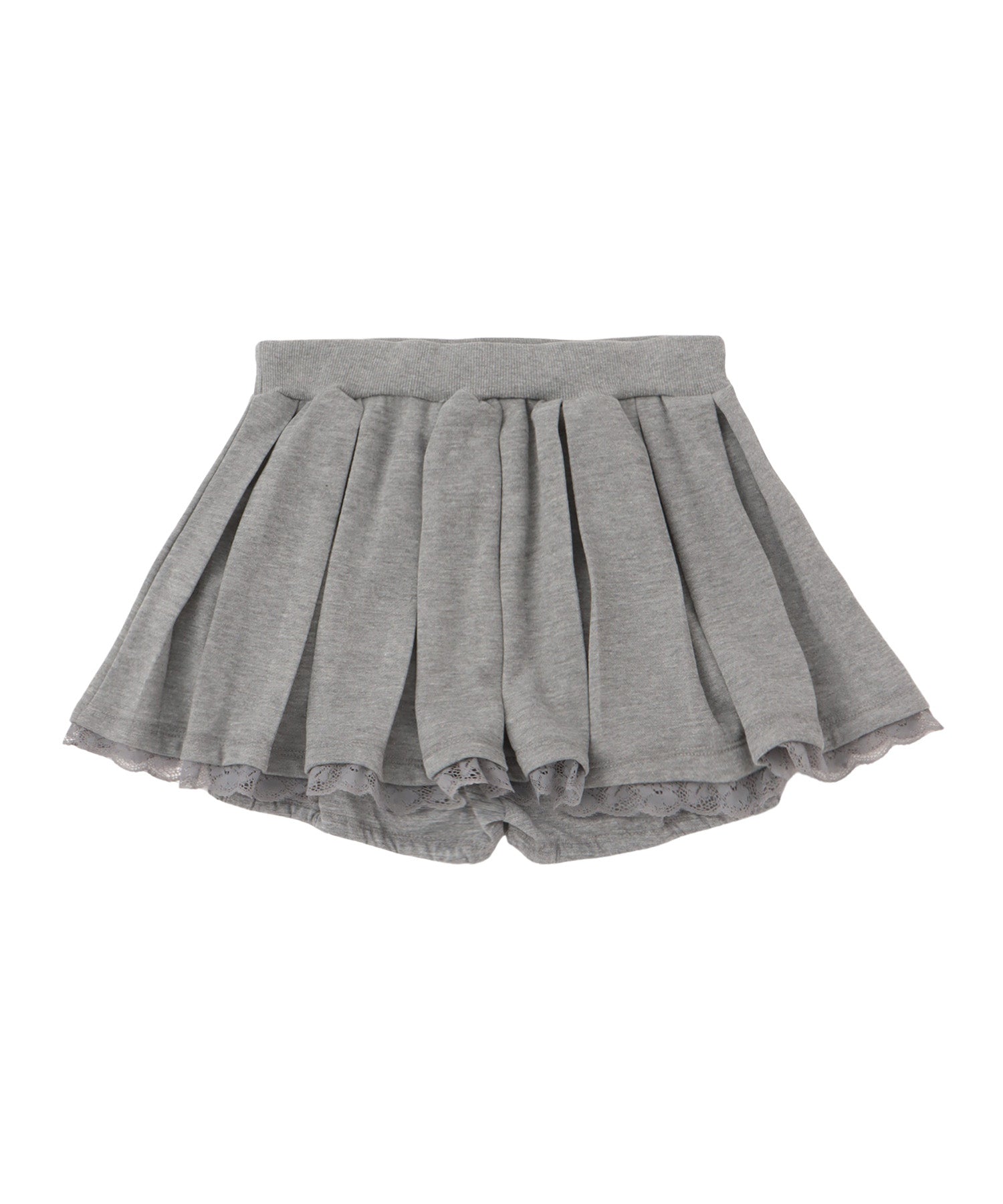 Lace layered sweat pleats skirt