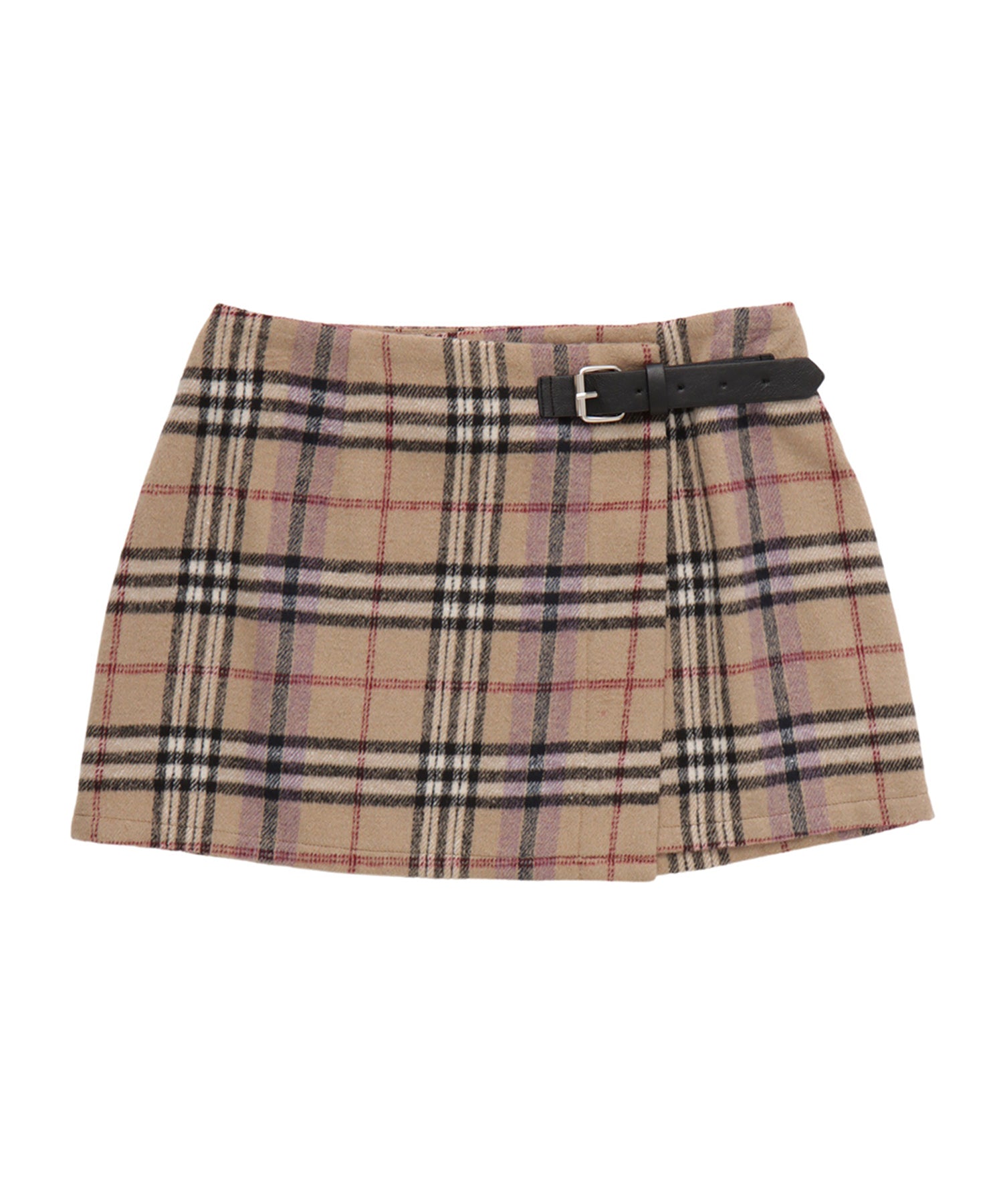 Check wrap mini skirt