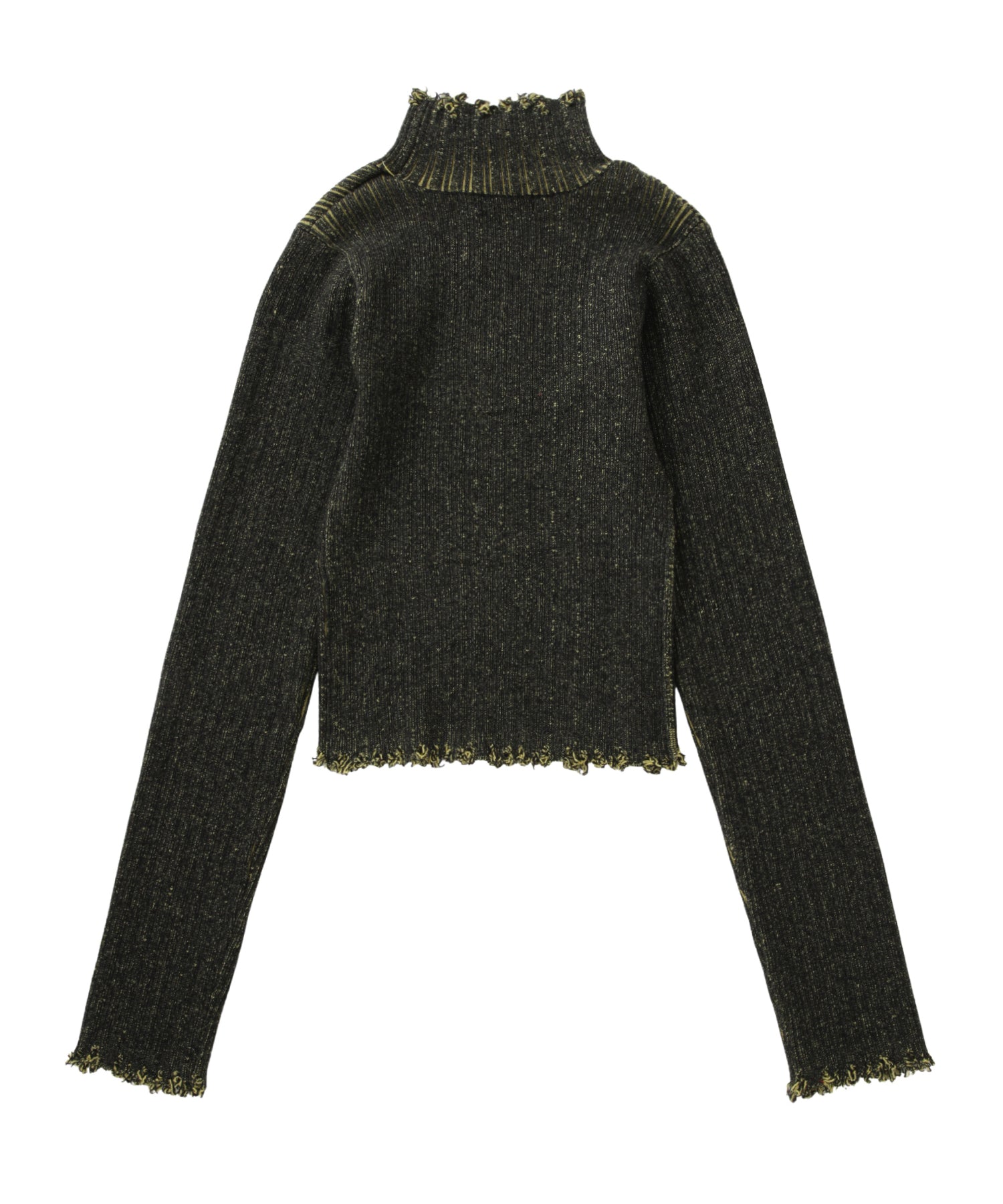 ランダムリブタートルニットトップス