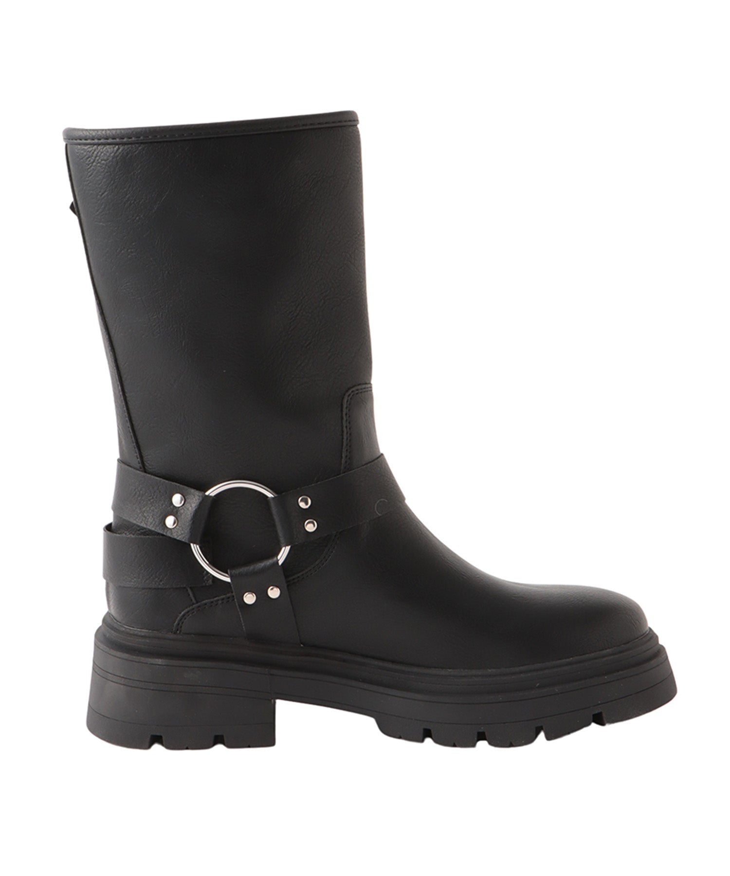 Round buckle middle boots