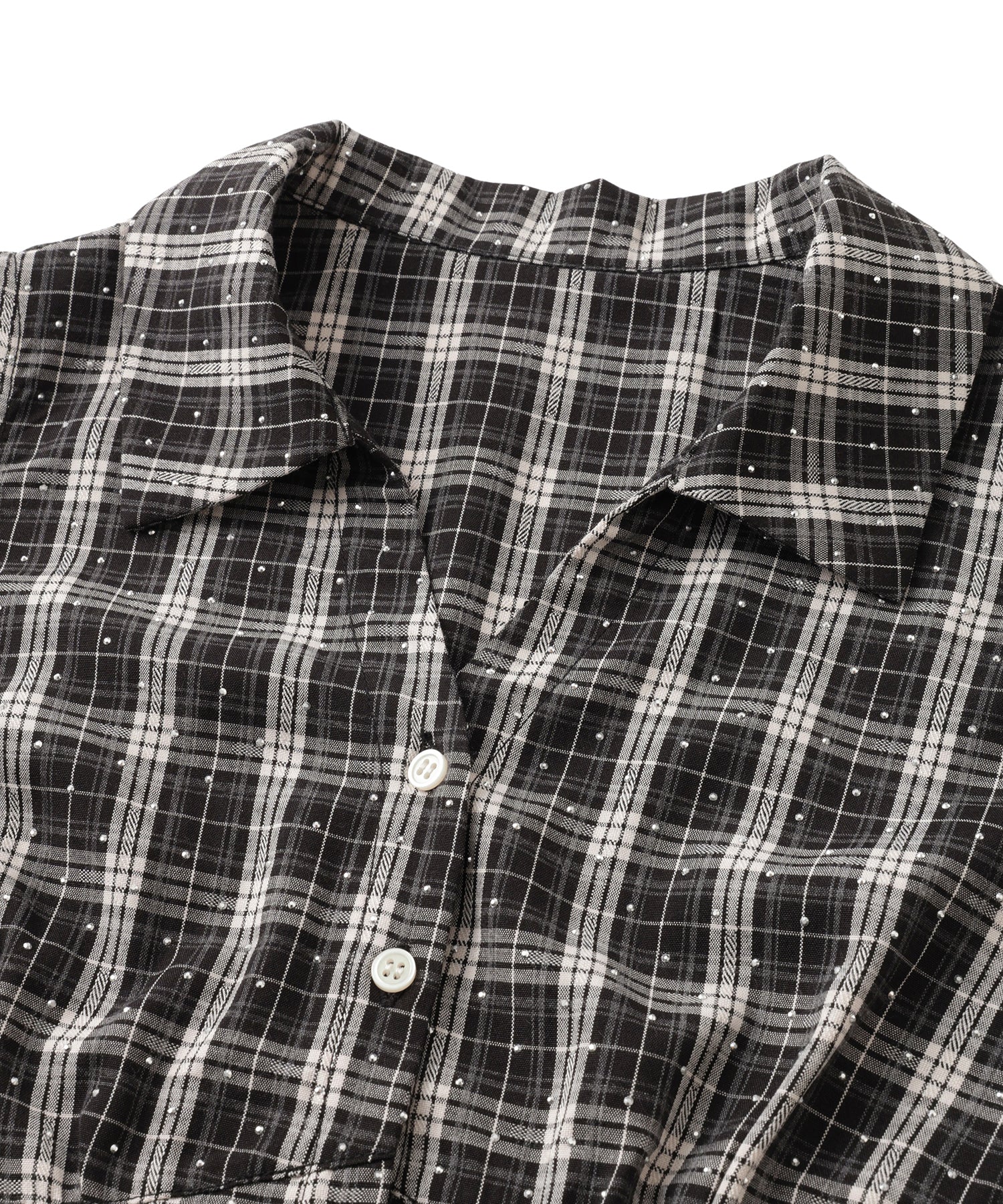 Rhinestone Sleeveless Check Shirt