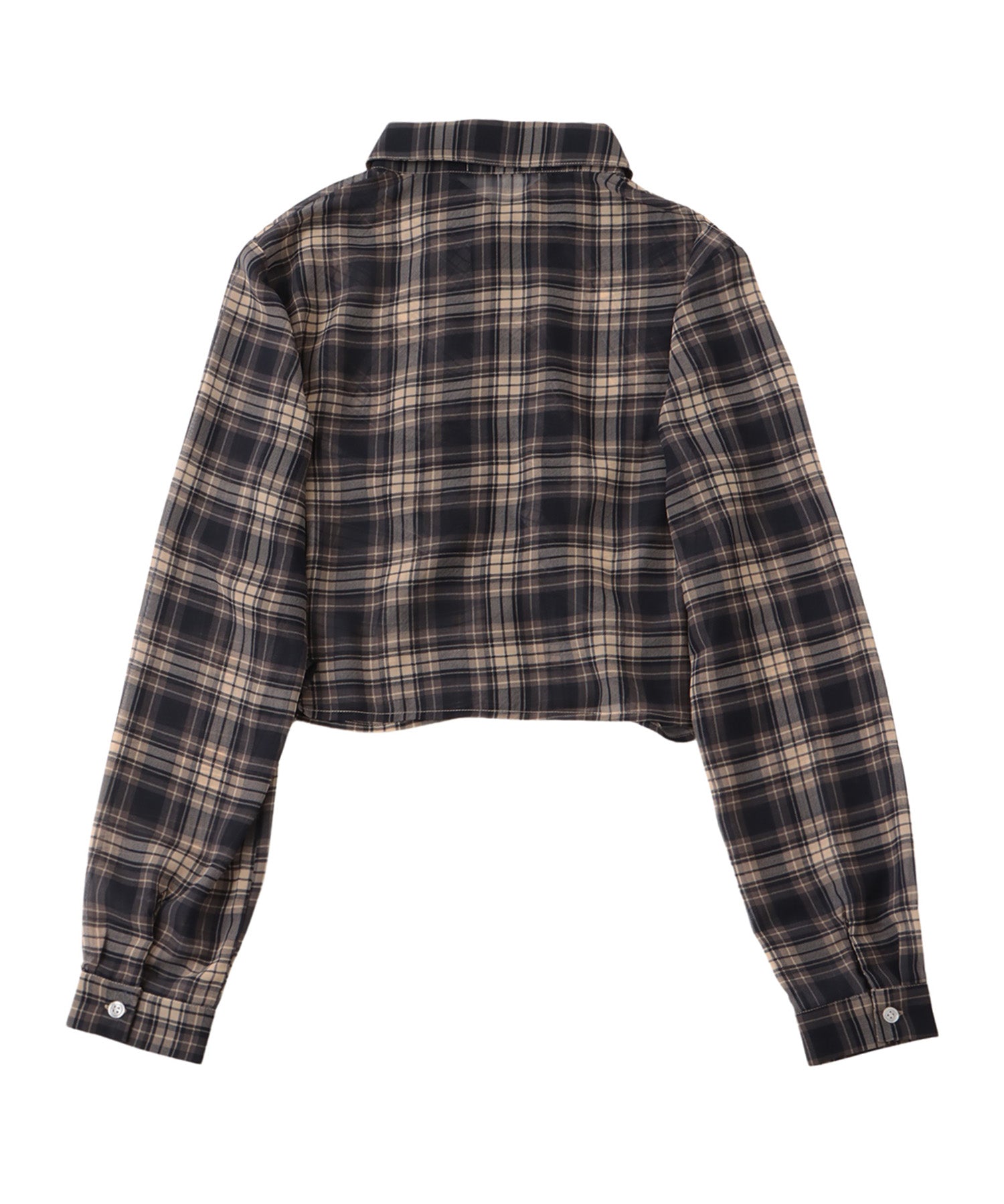 Front gather sheer check shirt