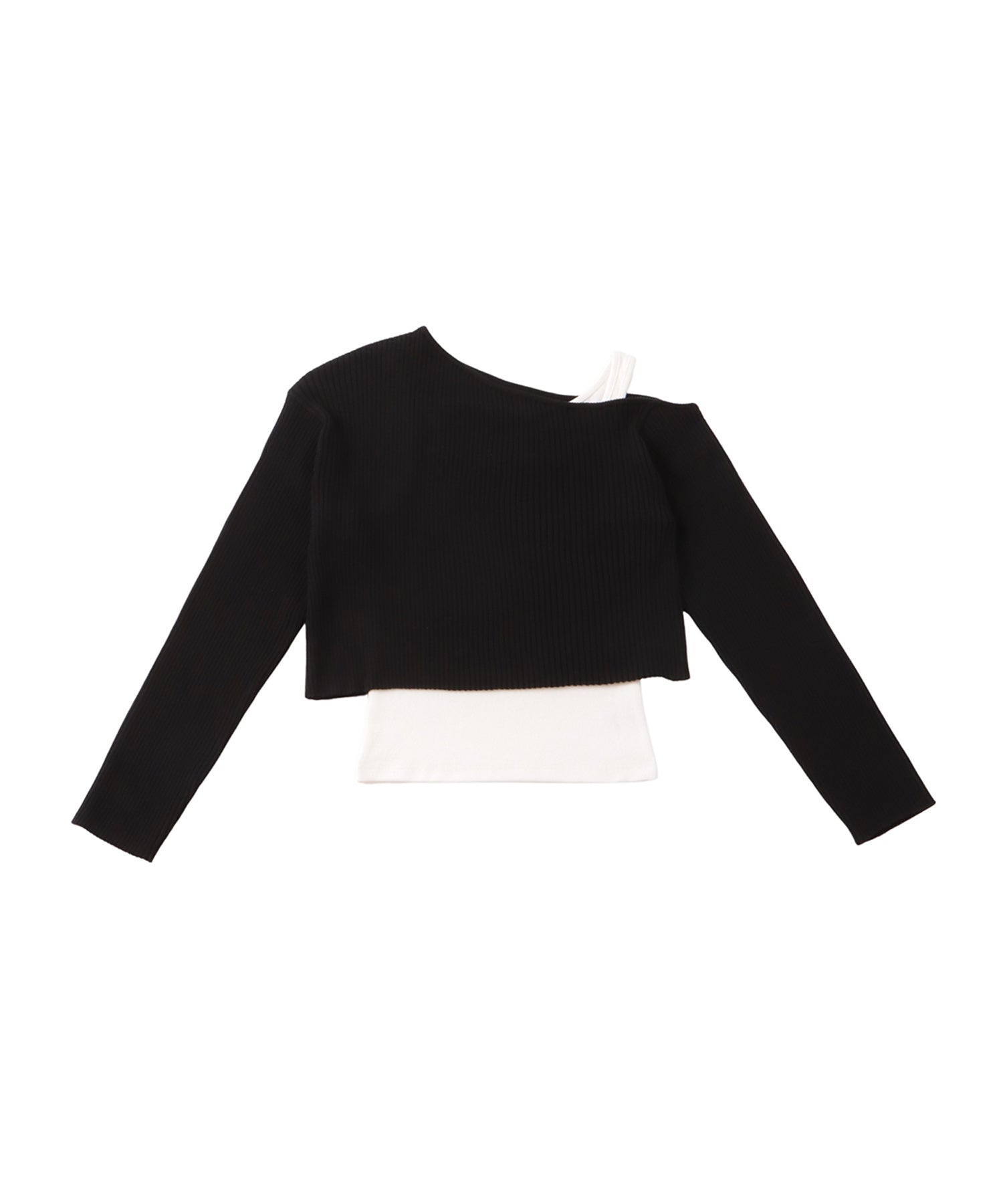 Multi way one shoulder rib knit tops