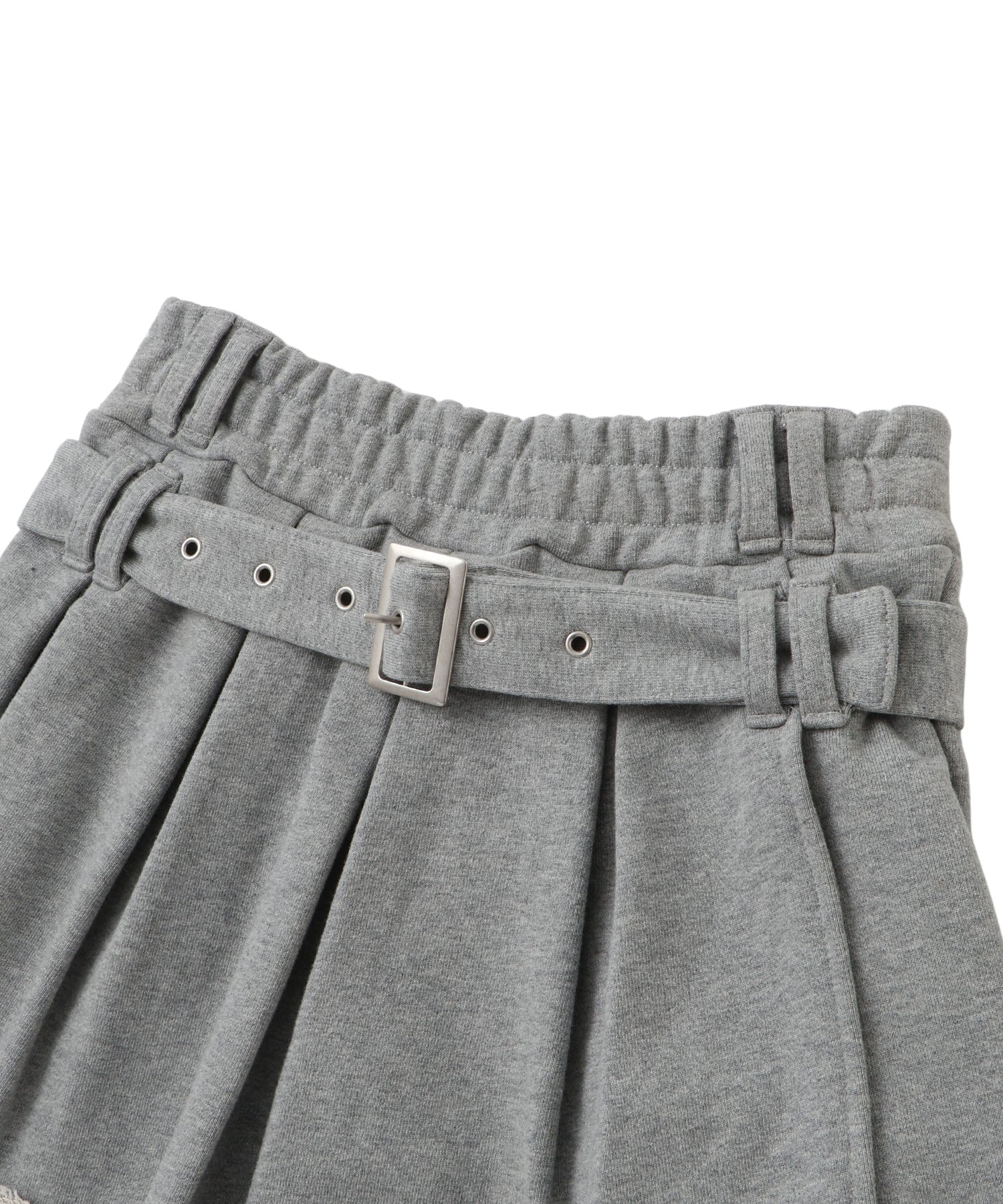 Leather Patch Pleated Skirt