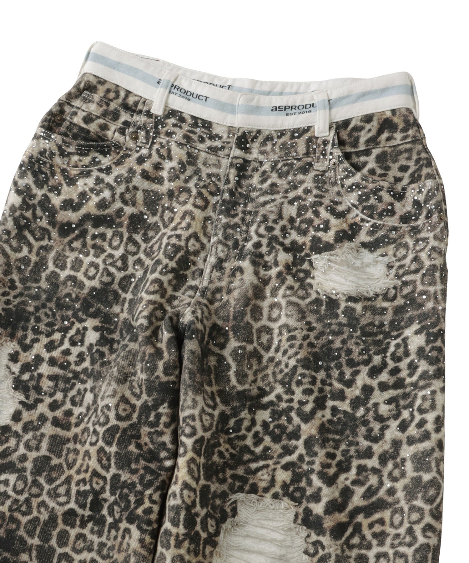 Printed Sweatpants –  Leopard Rhinestone