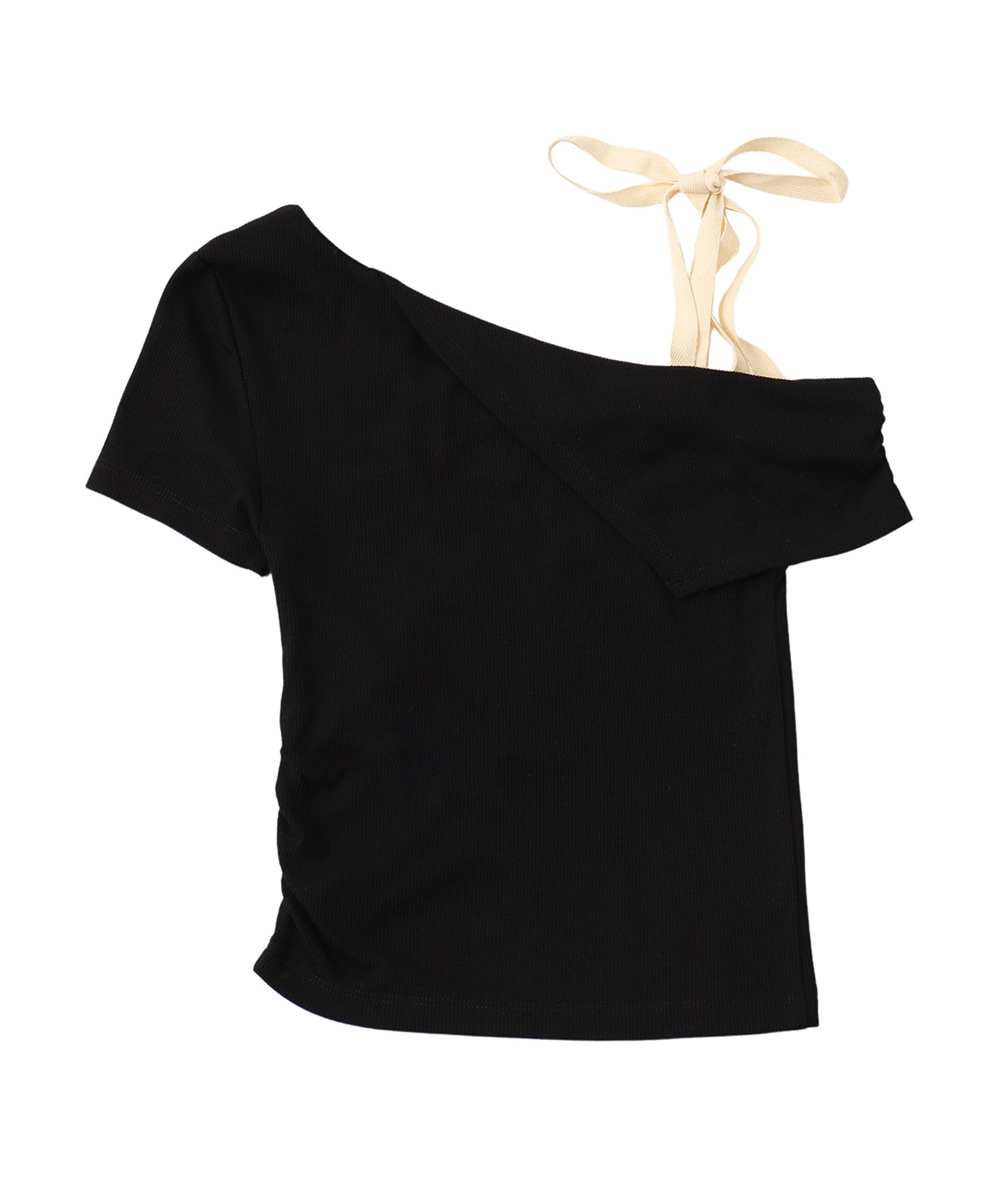 One shoulder ribbon top