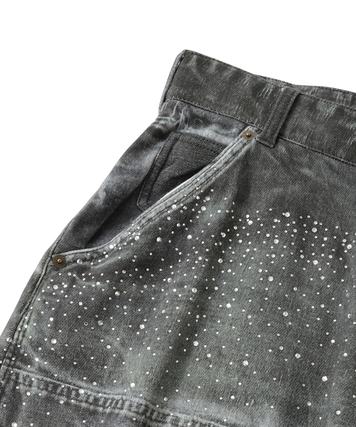 Printed Sweatpants – Double Knee Denim Rhinestone