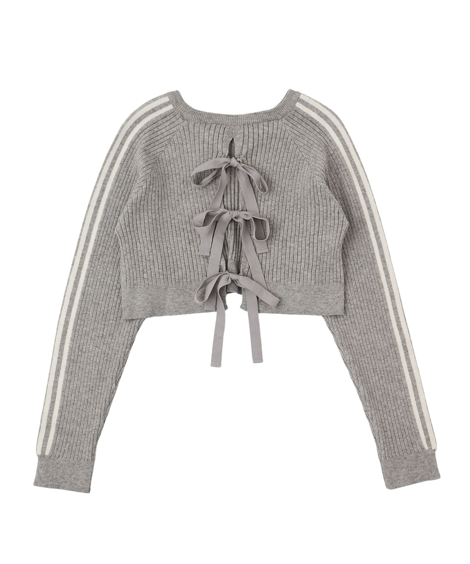 Back ribbon rib knit tops