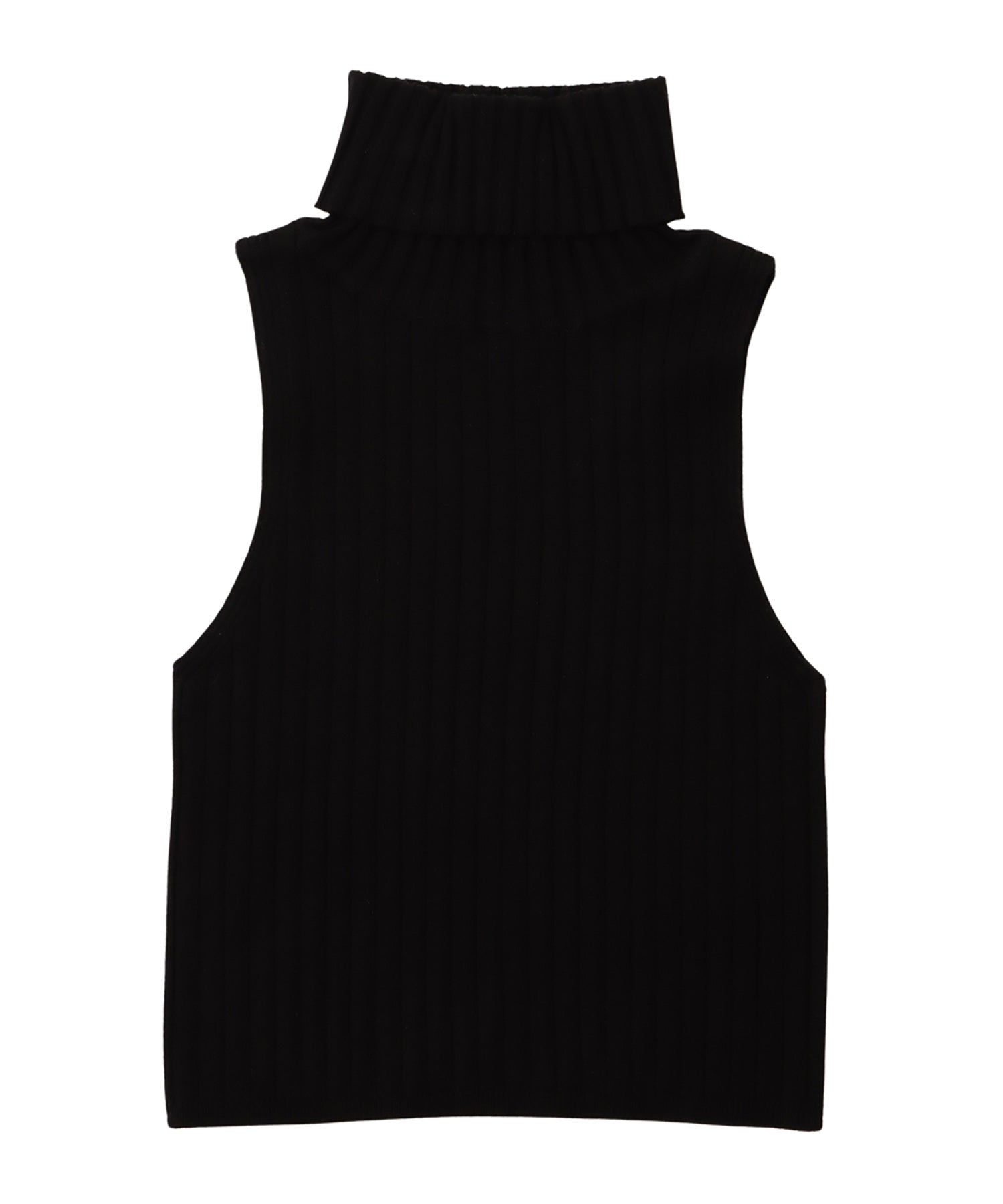 High neck rib knit tank