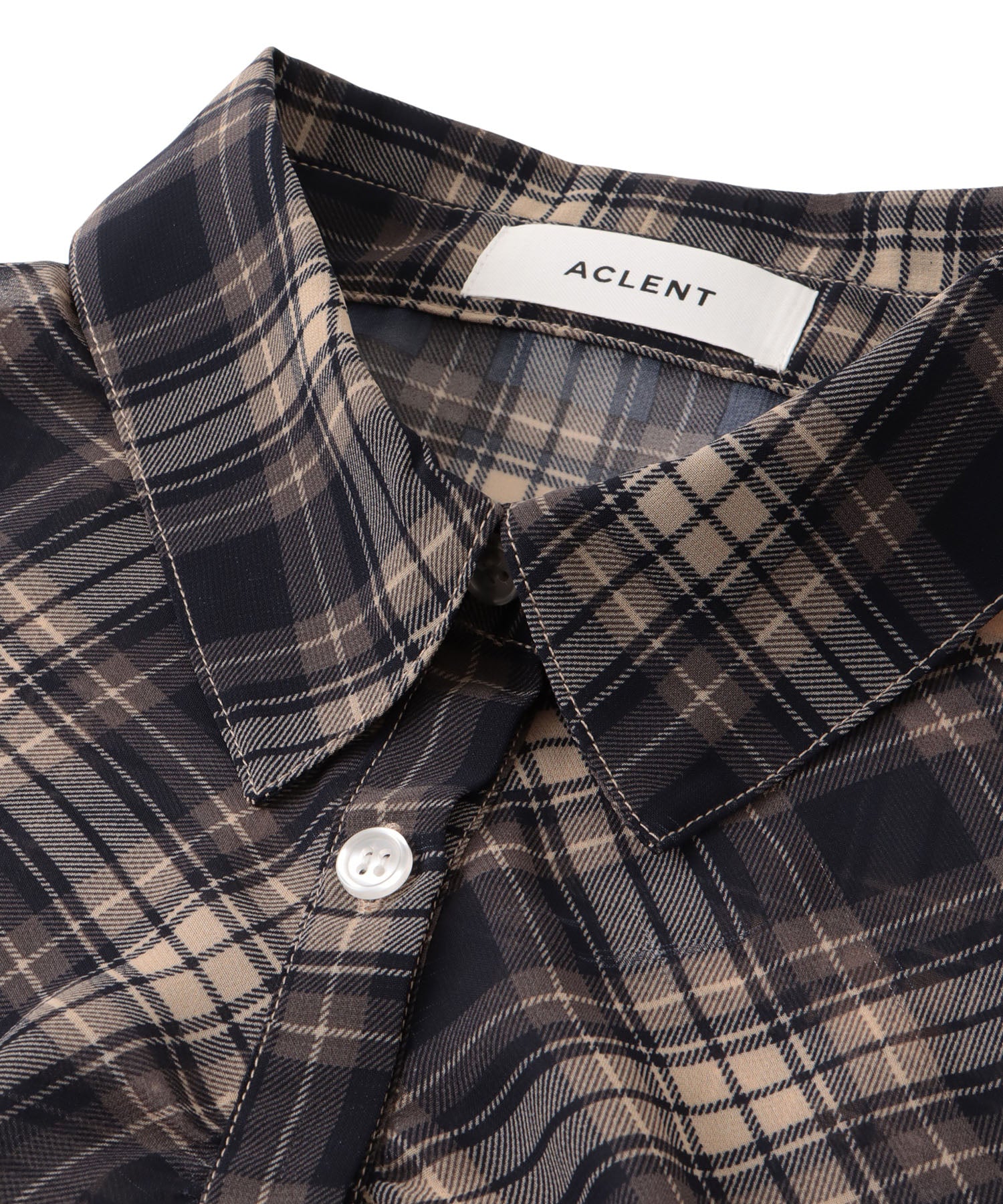 Front gather sheer check shirt