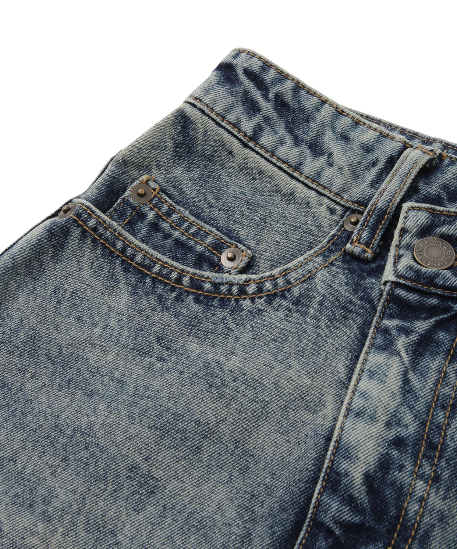 Asymmetry damage denim skirt