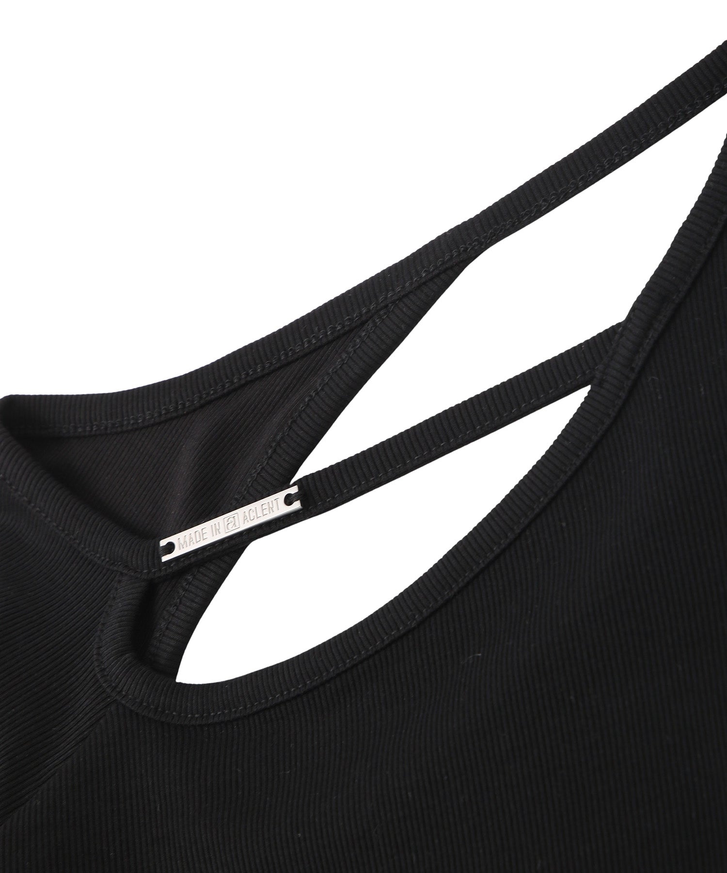 One shoulder cutting rib long tee