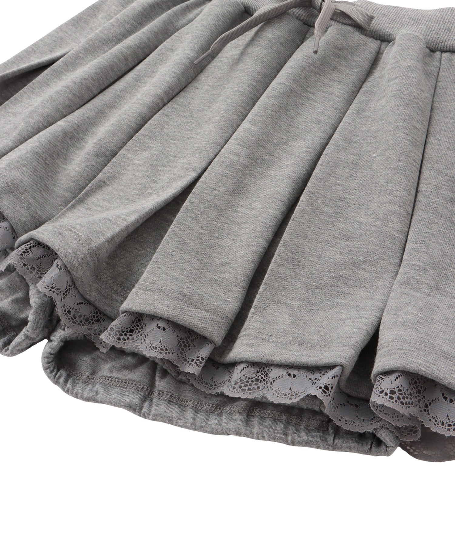 Lace layered sweat pleats skirt