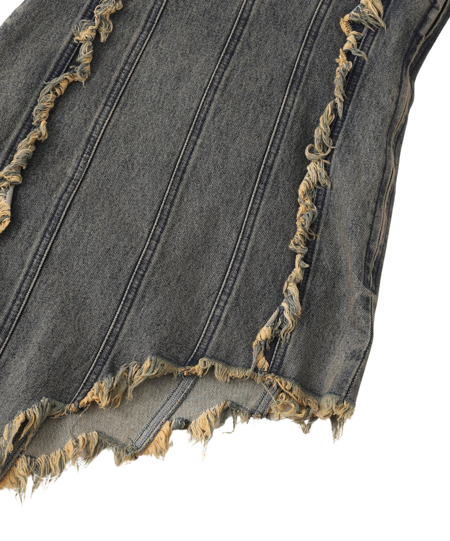 aclent Fringe asymmetry denim dress