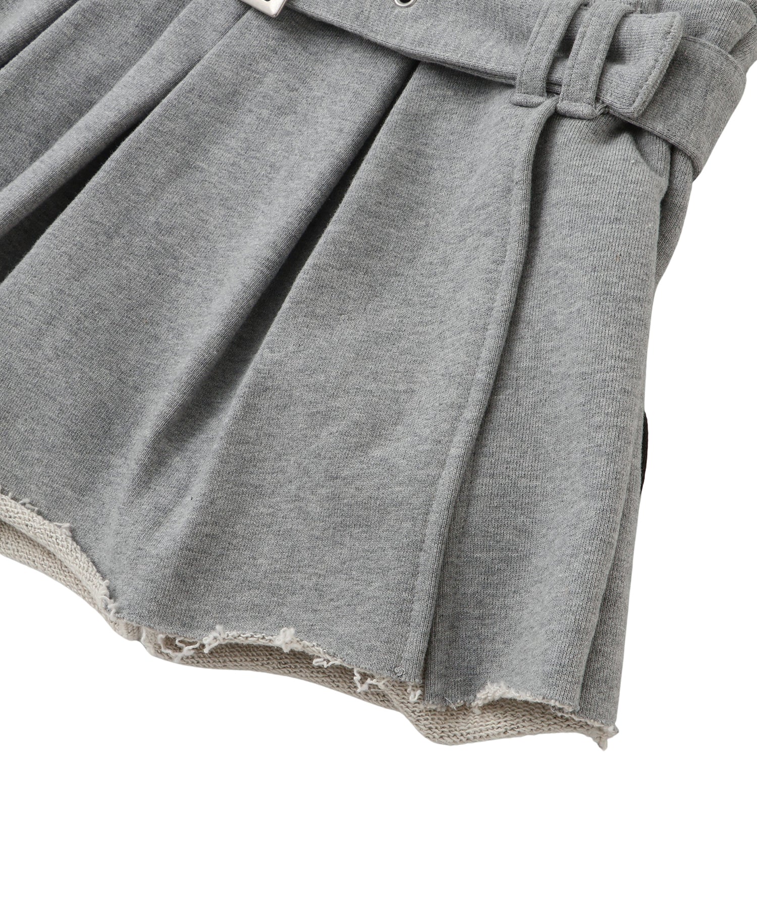 Leather Patch Pleated Skirt