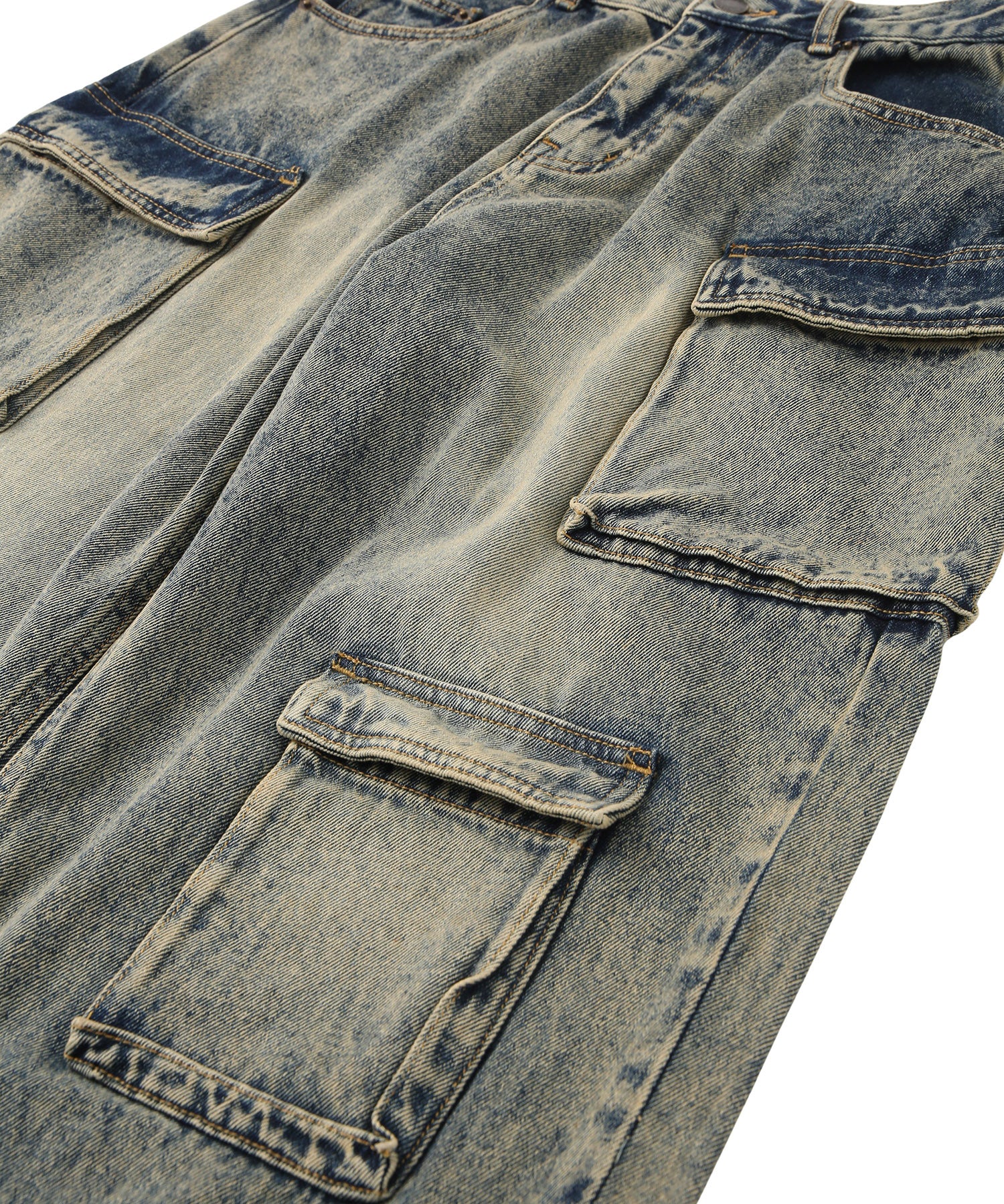 Multi pocket denim cargo pants