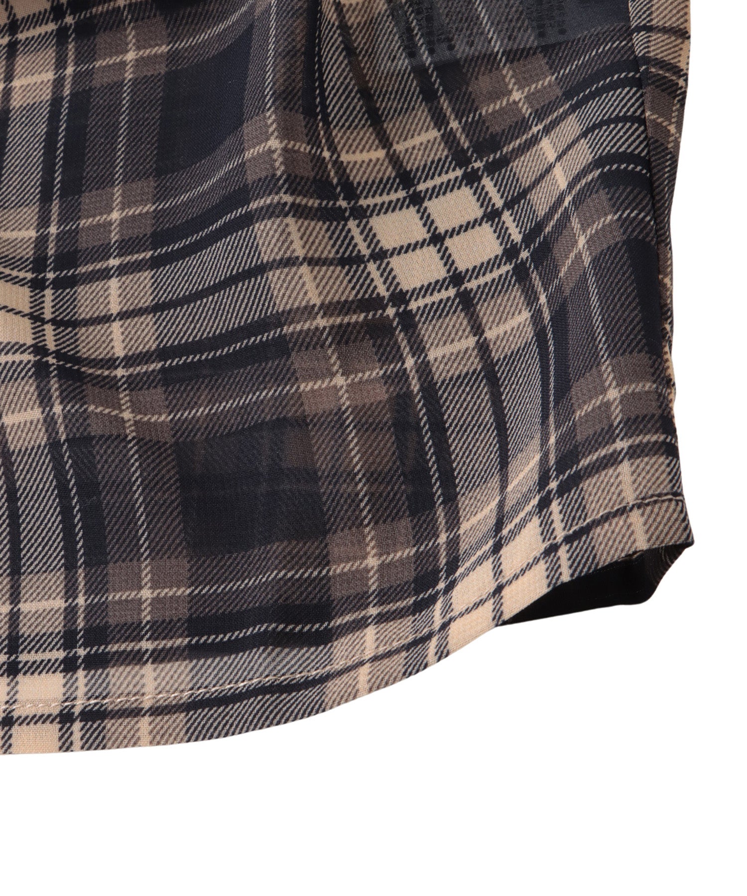 Front gather sheer check shirt