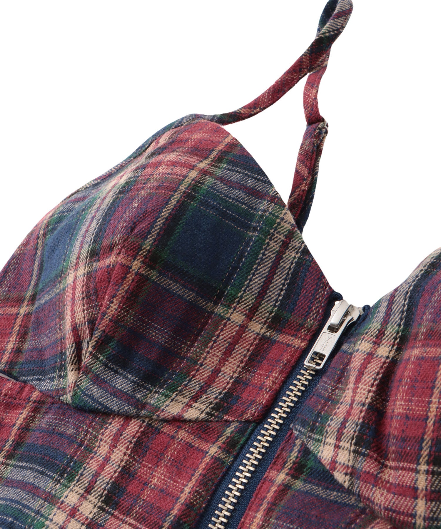 Front zip check camisole