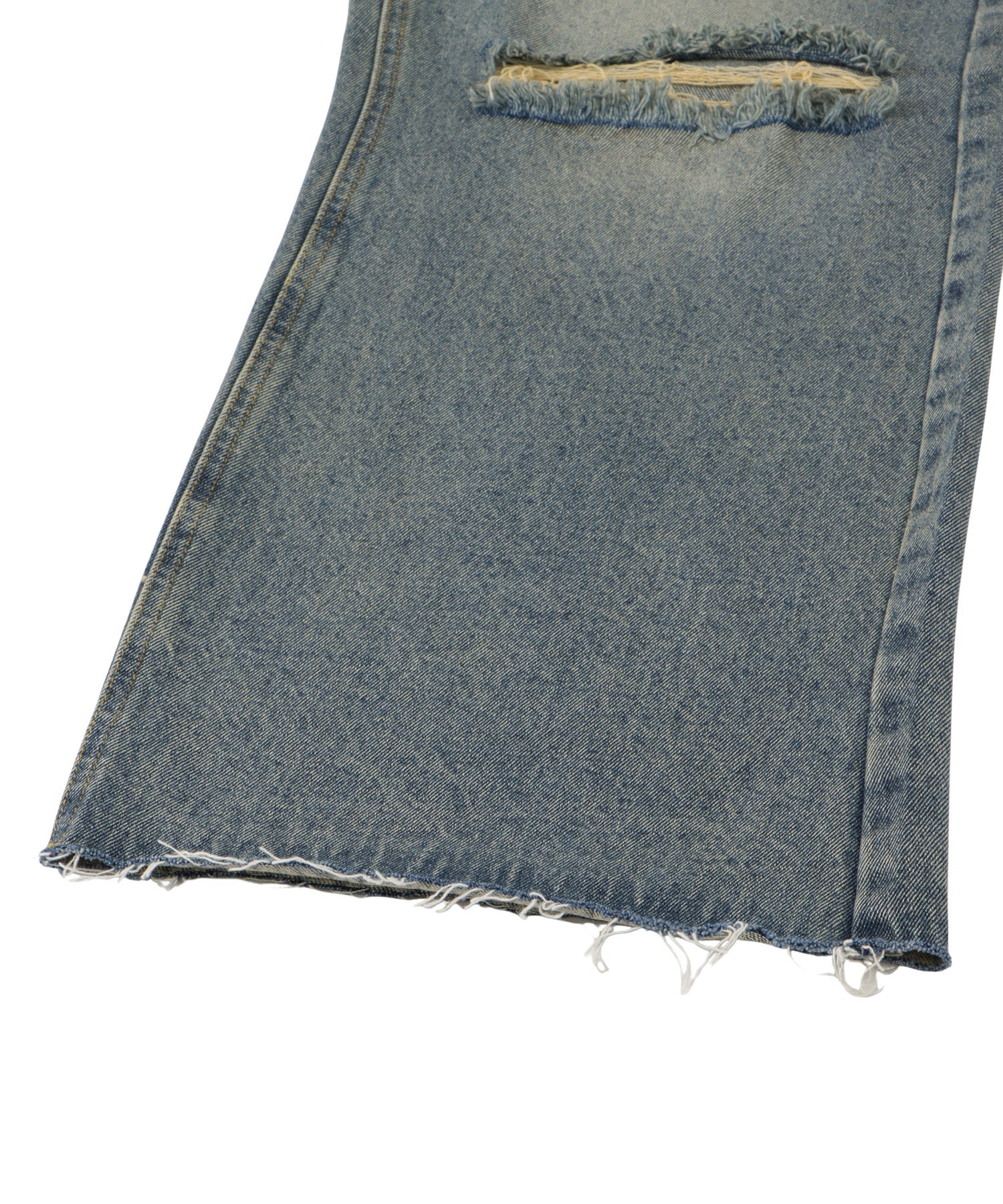 Slit damage denim