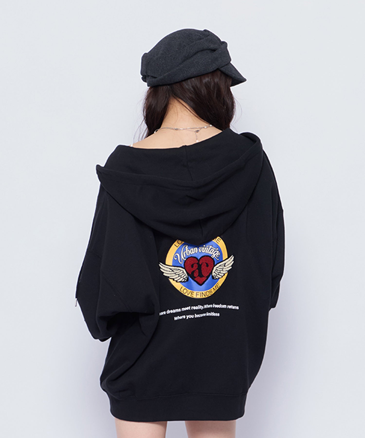 ACLENT Angel Heart Logo Zip Hoodie ブラック Angel Heart Logo Zip Hoodie｜ACLENT（アクレント）