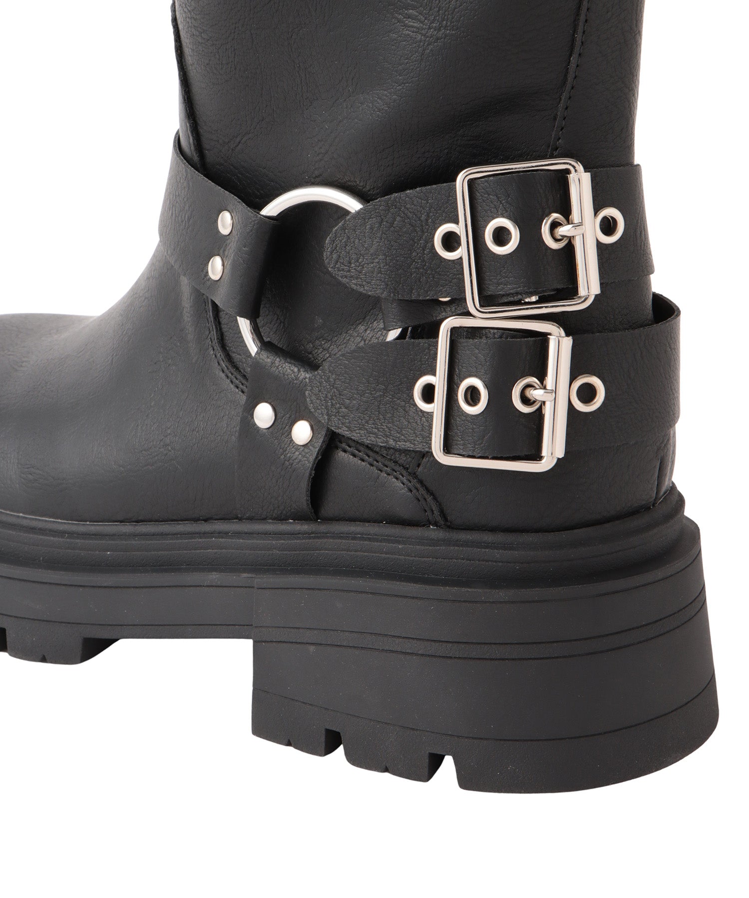 Round buckle middle boots