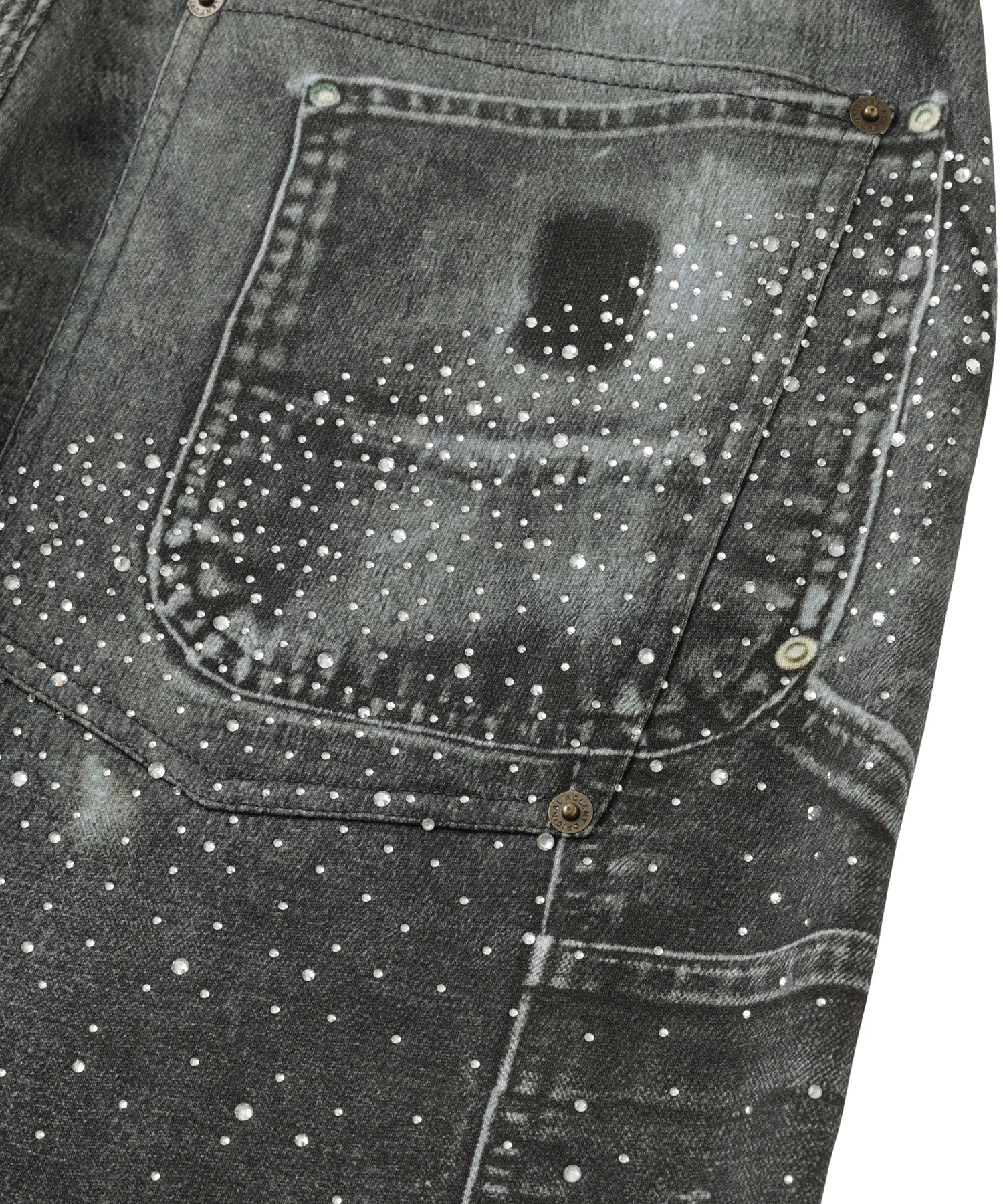 Printed Sweatpants – Double Knee Denim Rhinestone
