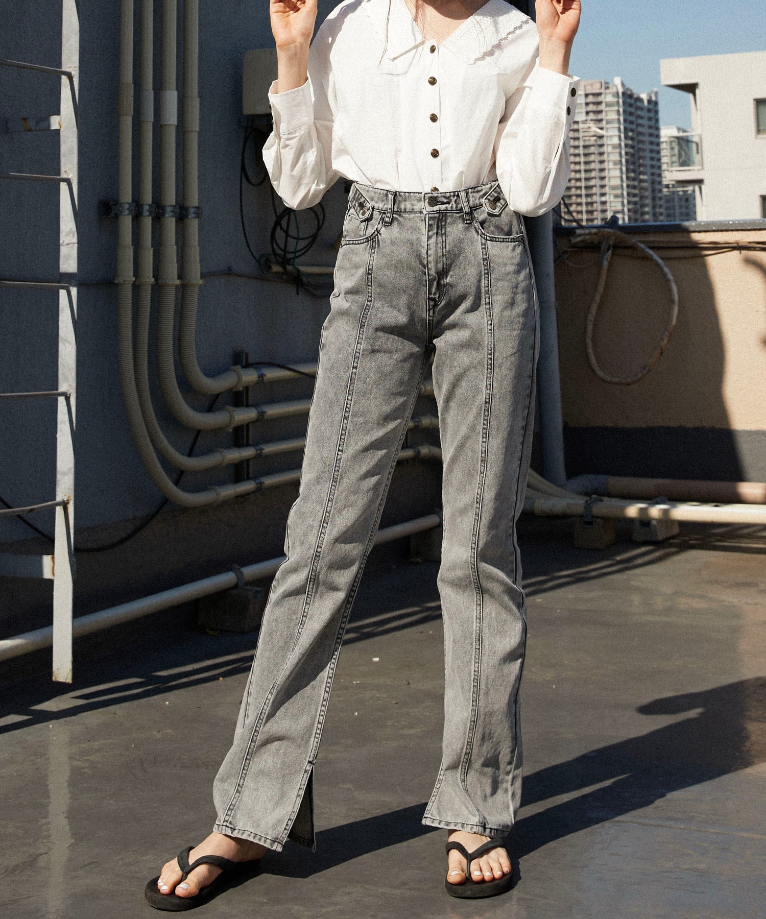 Switching slit vintage jeans｜ACLENT（アクレント）