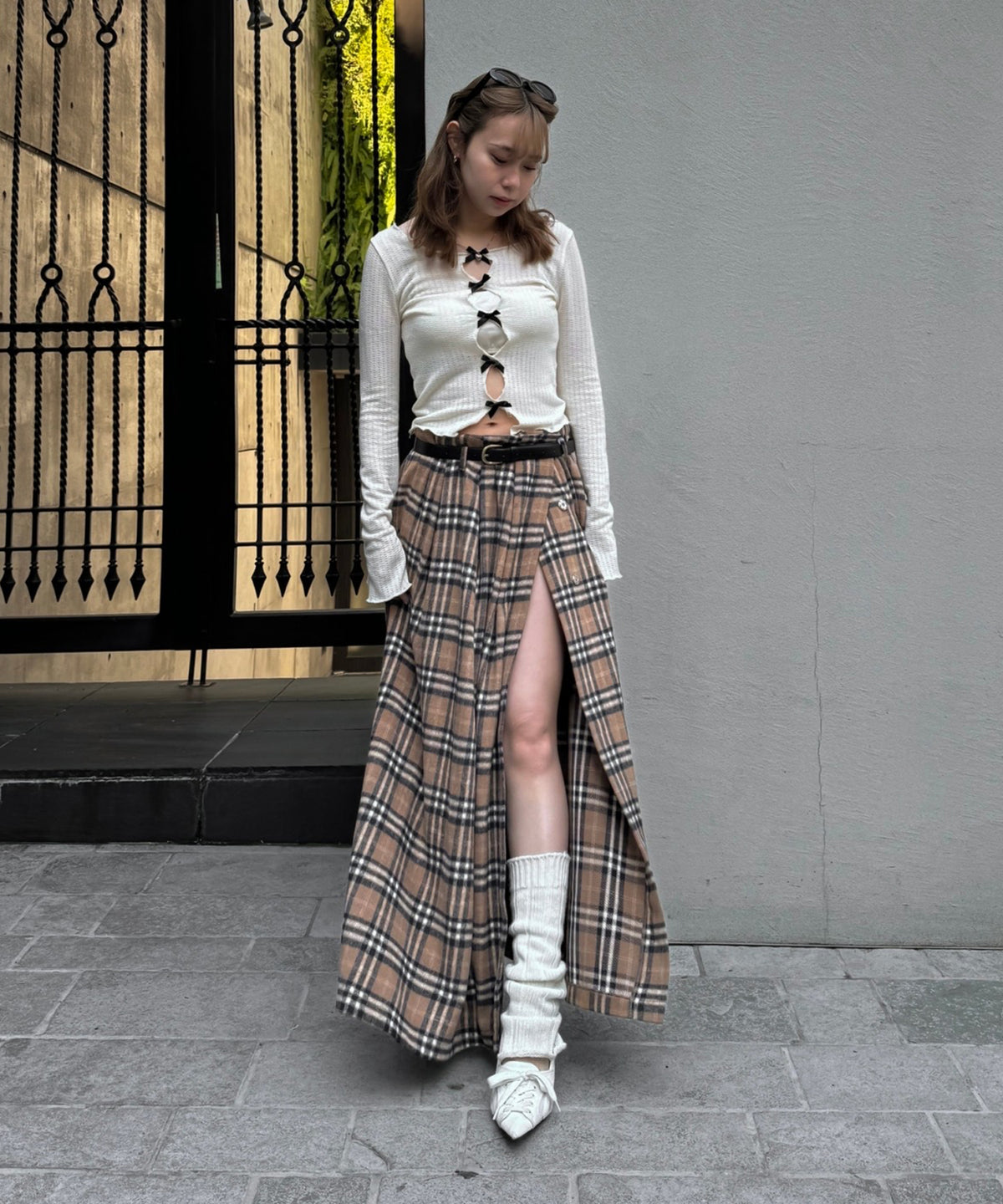 Volume wrap check skirt｜ACLENT（アクレント）