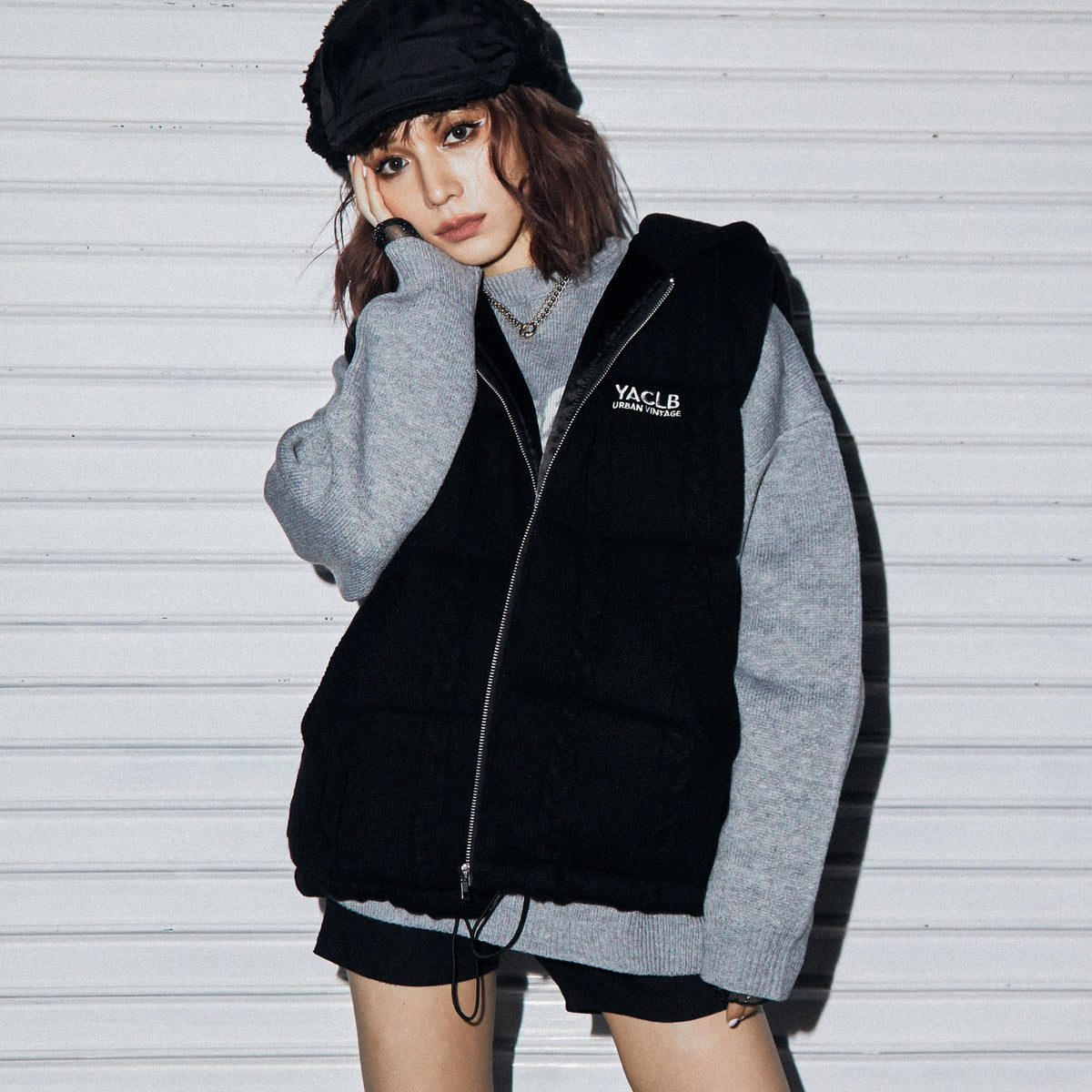 YUKA FURUKAWA×ACLENT Hooded knit vest